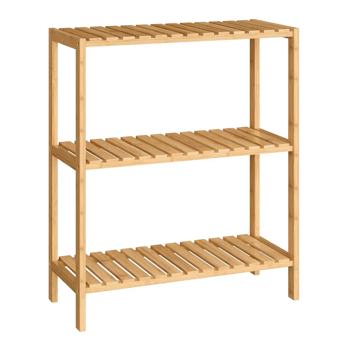 SONGMICS Scaffale Portaoggetti in Bambù, Mensola a 3 Ripiani, Multiuso, per Ingresso, Bagno, Soggiorno, Balcone, Cucina, 26 x 60 x 66 cm, Beige Naturale BCB33Y