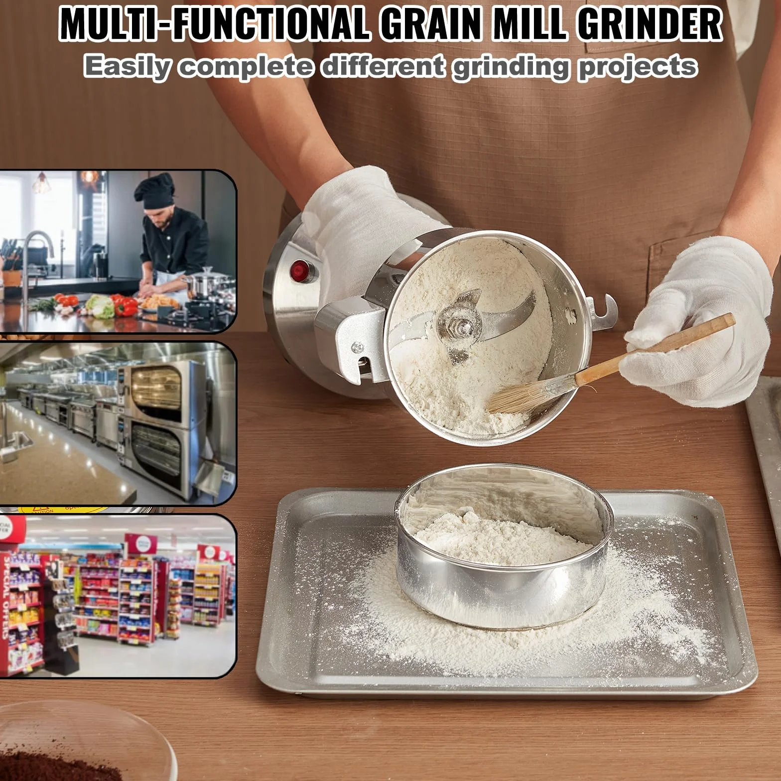 VEVOR 150g Mulino Elettrico per Cereali, Macina Spezie Commerciale Alta Velocità 850 W, Macchina Polverizzazione in Acciaio Inox, per Cereali Secchi, Spezie, Caffè, Mais, Pepe, Tipo Oscillante