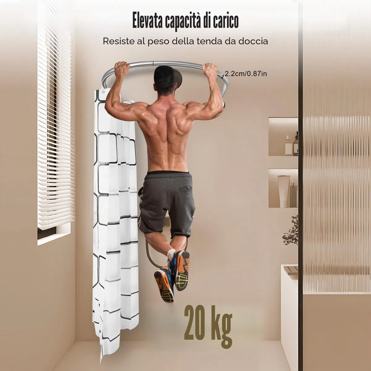 Asta per doccia a forma di U, asta per tenda da doccia rotonda, asta per tenda senza necessità di forare, asta ad arco per vasca da bagno, asta ad arco in acciaio inossidabile, asta per tenda da
