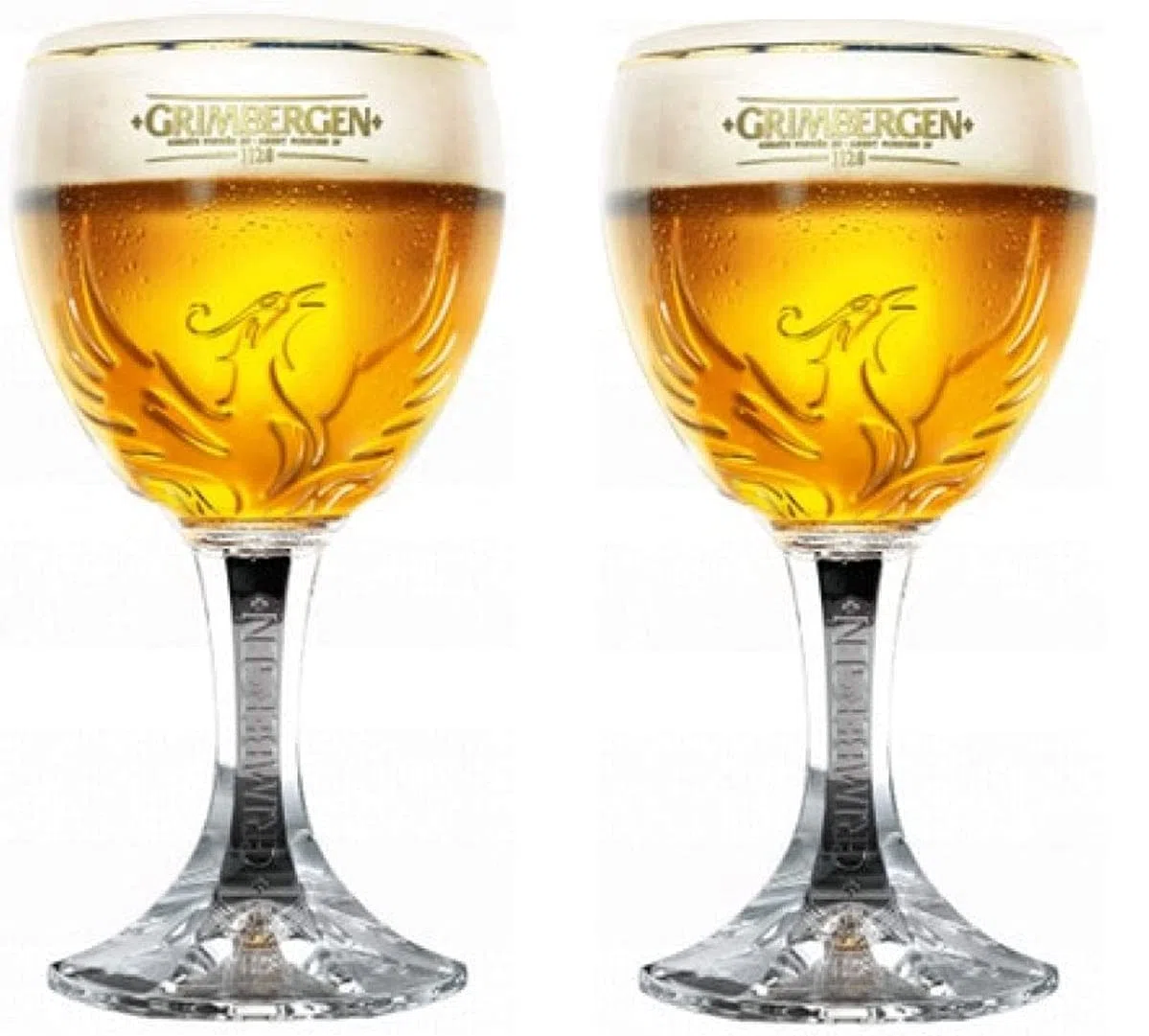 Calice da birra belga ufficiale Grimbergen, nucleato, 33CL [Set di 2]