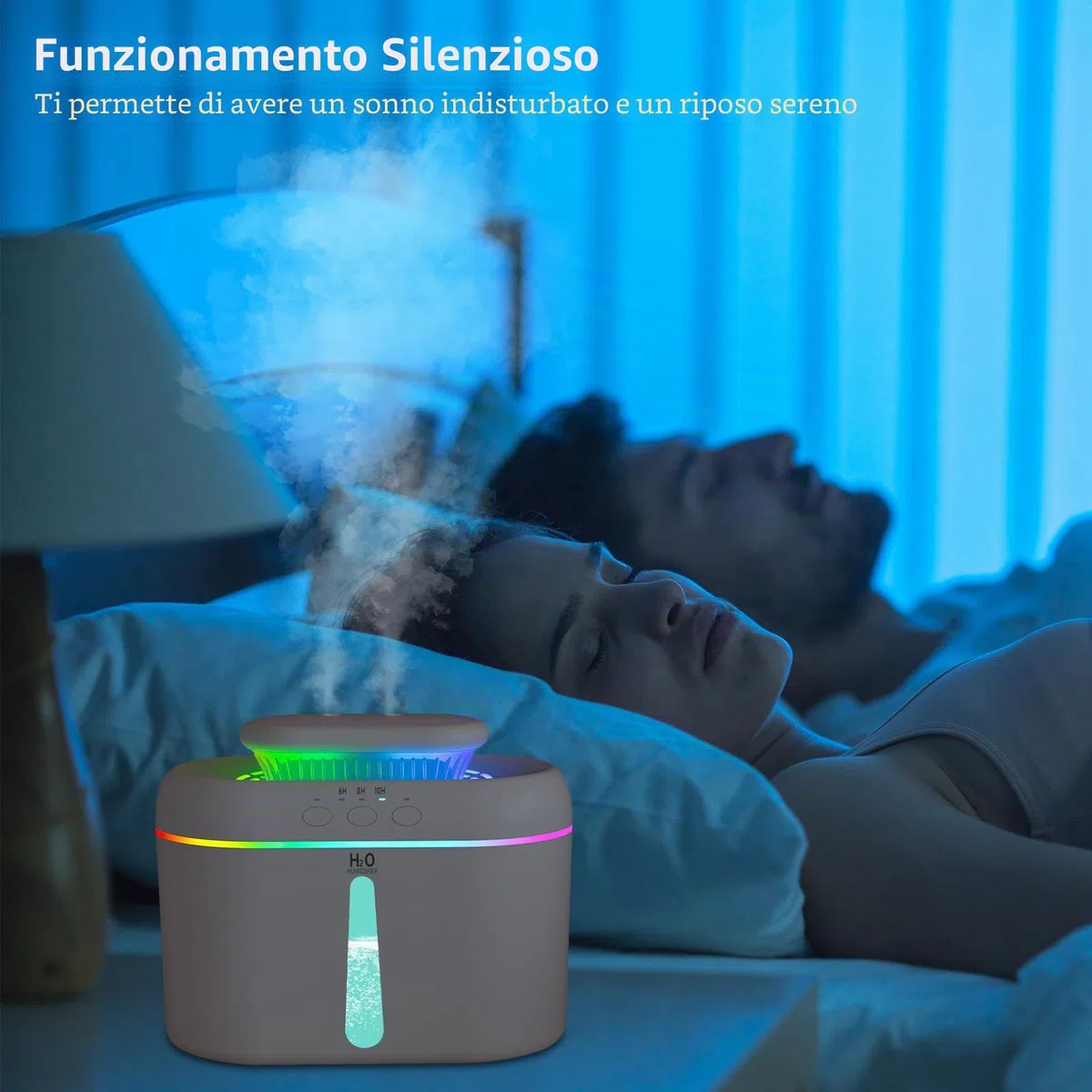 Umidificatore Ambiente 2L umidificatore ambiente bambini Umidificatore Ultrasuoni a Nebbia Fredda,Silenzioso 28 dB, richiede un collegamento alla rete elettrica per il funzionamento.