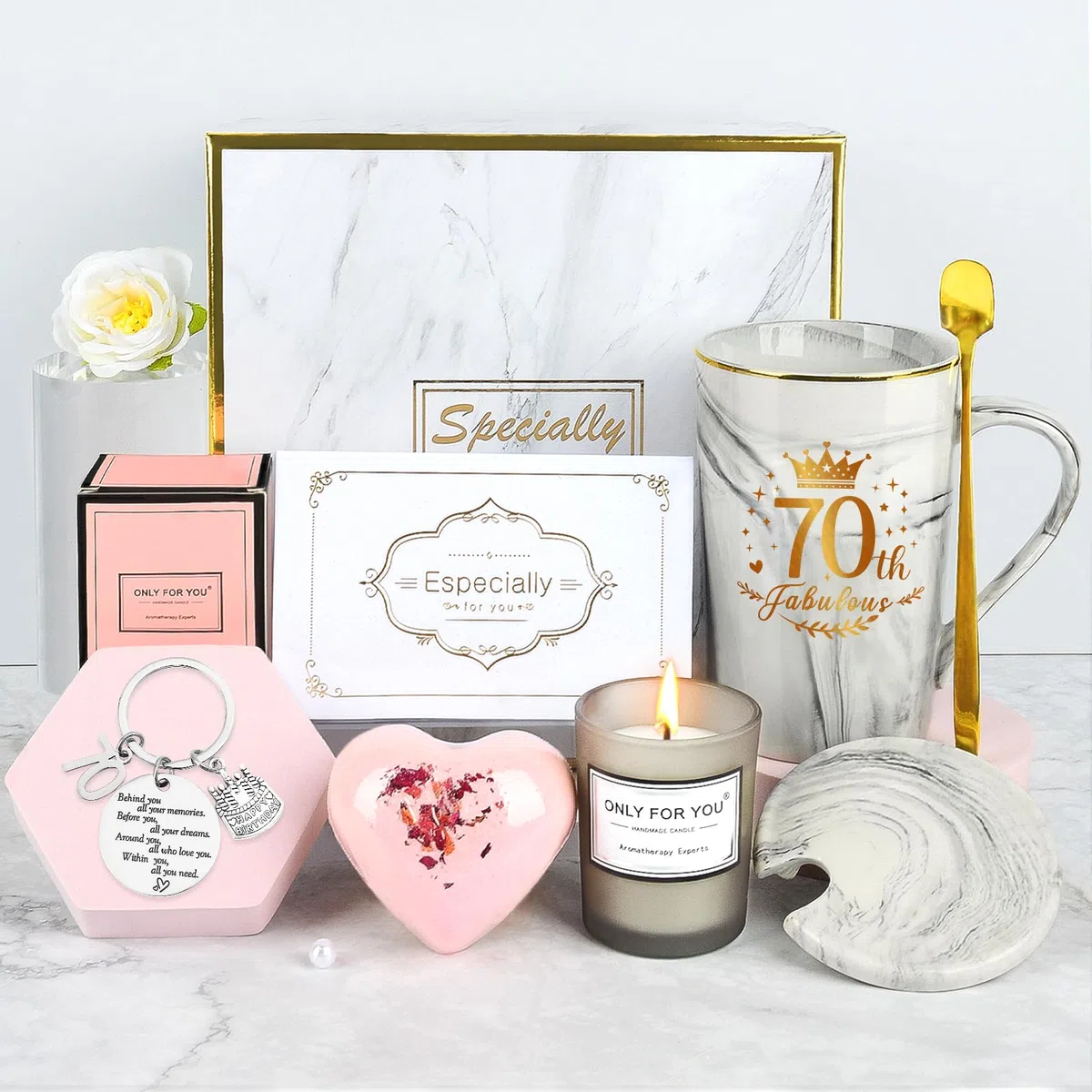 Set Regalo Donna 70 Anni, Idee Regalo Compleanno per Donna, Tazzine da Caffè Set, Regalos Mamma Compleanno, Regali 70 Anni per Moglie, Mamma, Amica, Nonna
