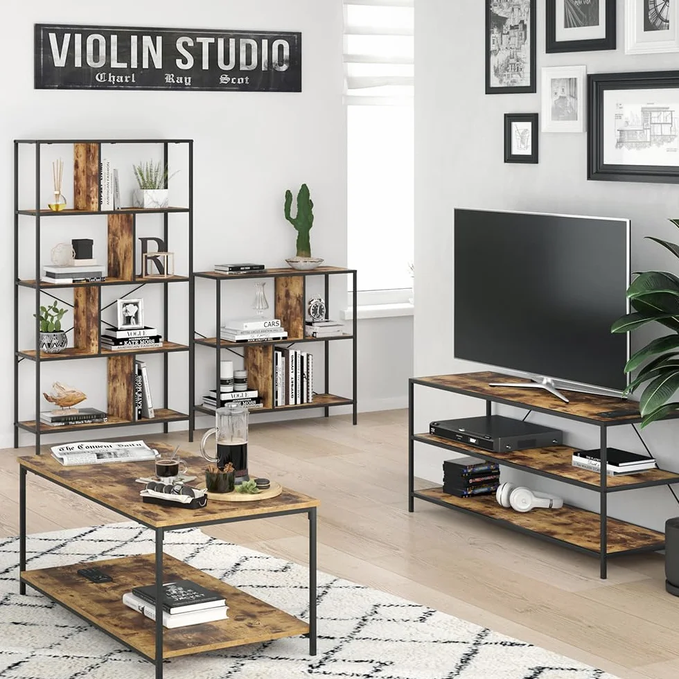 Vicco Divisorio per ambienti Fyrk, Legno antico, 80 x 79 cm, utilizzabile come divisorio con struttura in metallo e ripiani aperti
