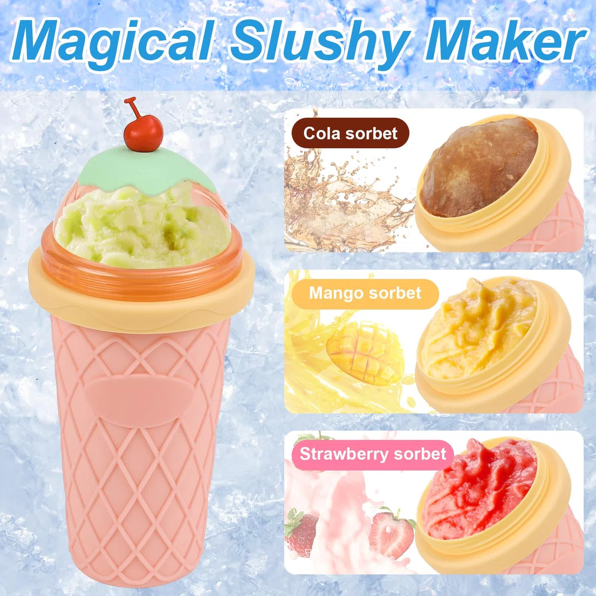 Slushy Maker, Glovios 330ML Slushymaker Mug di Silicone, Quick Frozen Slushy Cup, Slush Ice Maker per DIY Homemade Milk Shake Ice Cream, Rosa