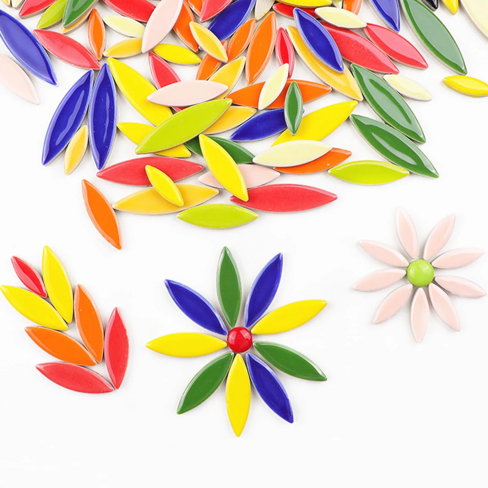 Piastrelle a mosaico in ceramica a petalo di foglie, 500 g, mosaico irregolare, mosaico fai da te, pietre per artigianato, hobby, decorazione da parete (colori misti)