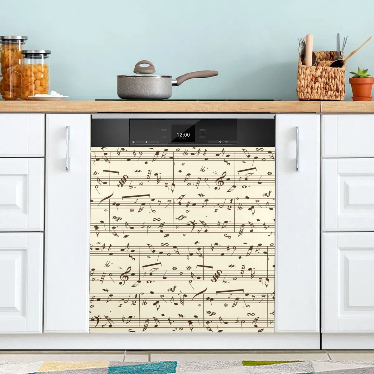 Copertura magnetica per lavastoviglie, motivo musicale, riutilizzabile, per pannello porta anteriore, decorazione cucina, lavastoviglie, per frigorifero, microonde, vacanze, 58,4 x 66 cm