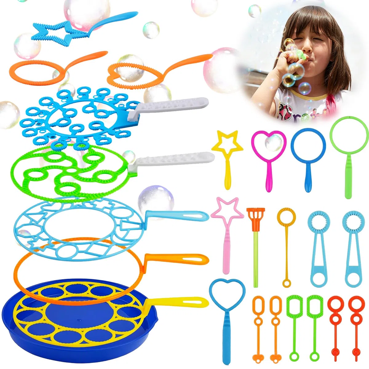 Kit Bacchette per Bolle di Sapone Giganti, 28 Pezzi per Bambini, Giocattolo per Giochi all'Aperto, Giardino, Compleanni e Feste