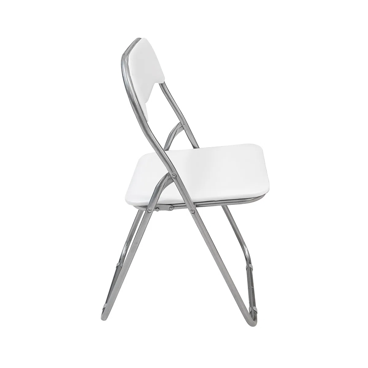 Bissolo Casa - Sedia pieghevole Bianca in metallo e PVC, Seduta salvaspazio, Sedia per riunione, cm 43x47 H.79,5