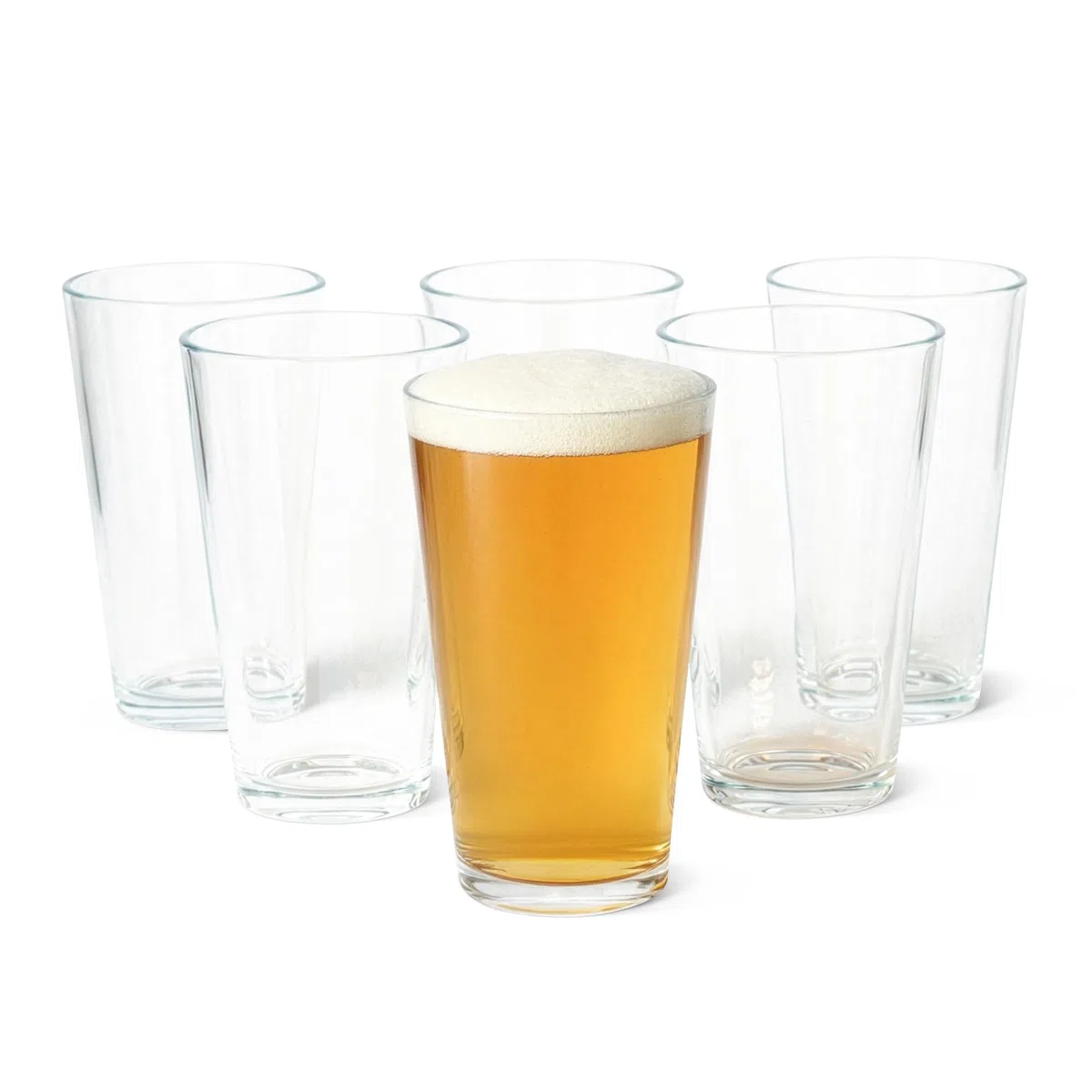 Amazon Basics Bicchieri da Pinta, Set di 6 Pezzi, 473ml, Vetro, Lavabili in Lavastoviglie