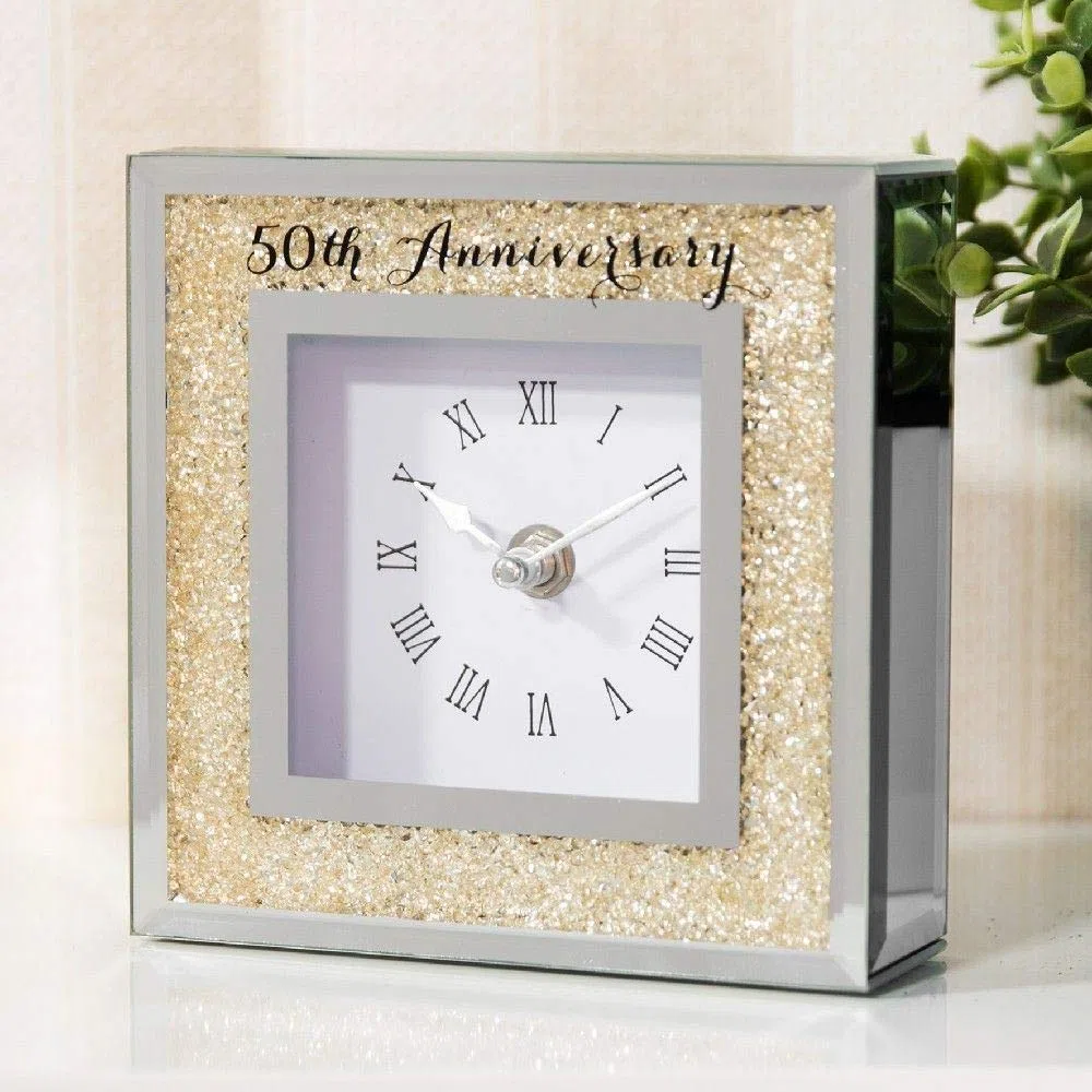 Widdop & Co Celebrations - Orologio da tavolo per 50° anniversario con cristalli dorati