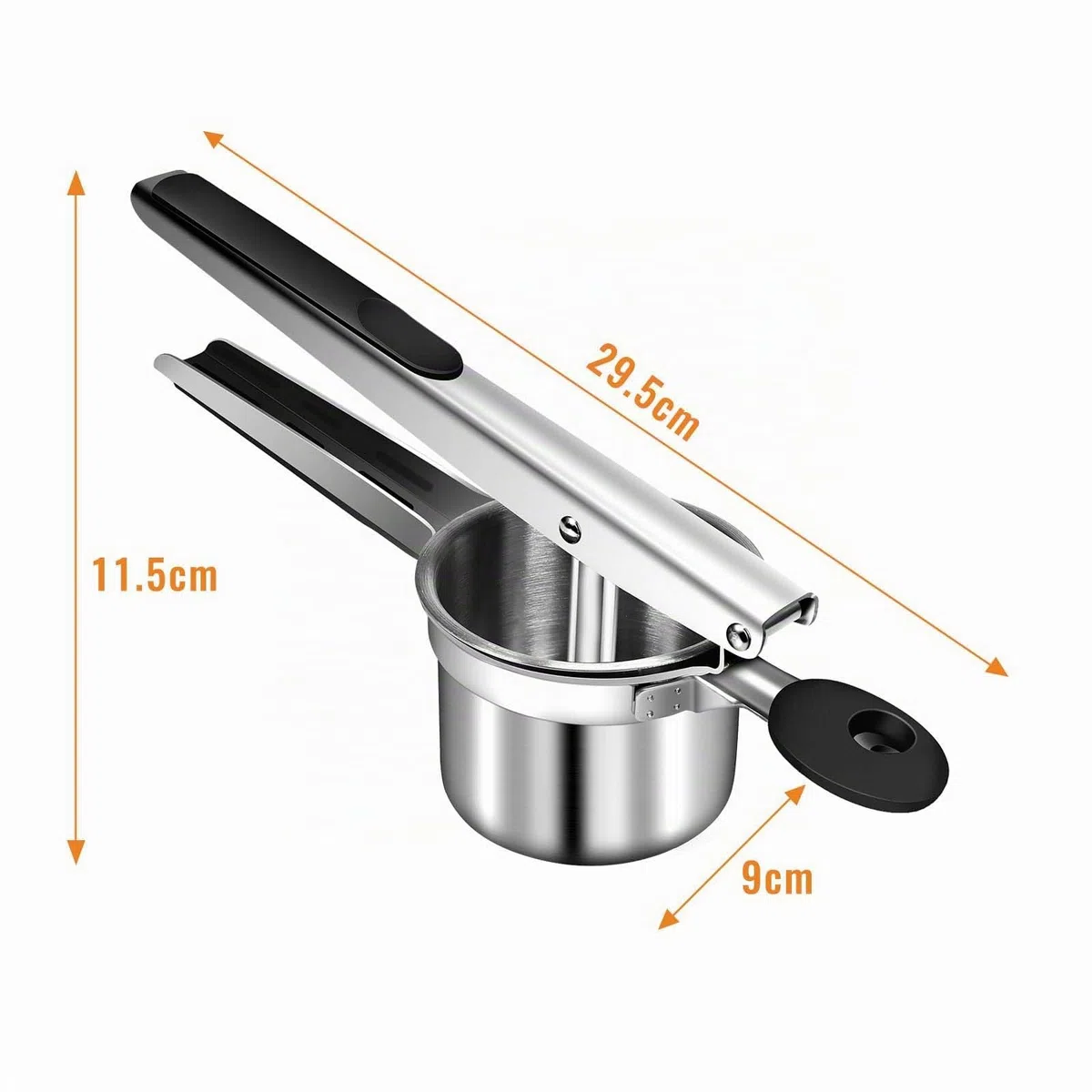 Schiacciapatate Manuale, Pressa Manuale per Patate in Acciaio Inox con 3 Colini Sostituibili per Purè di Patate, Frutta, Verdure, bébé