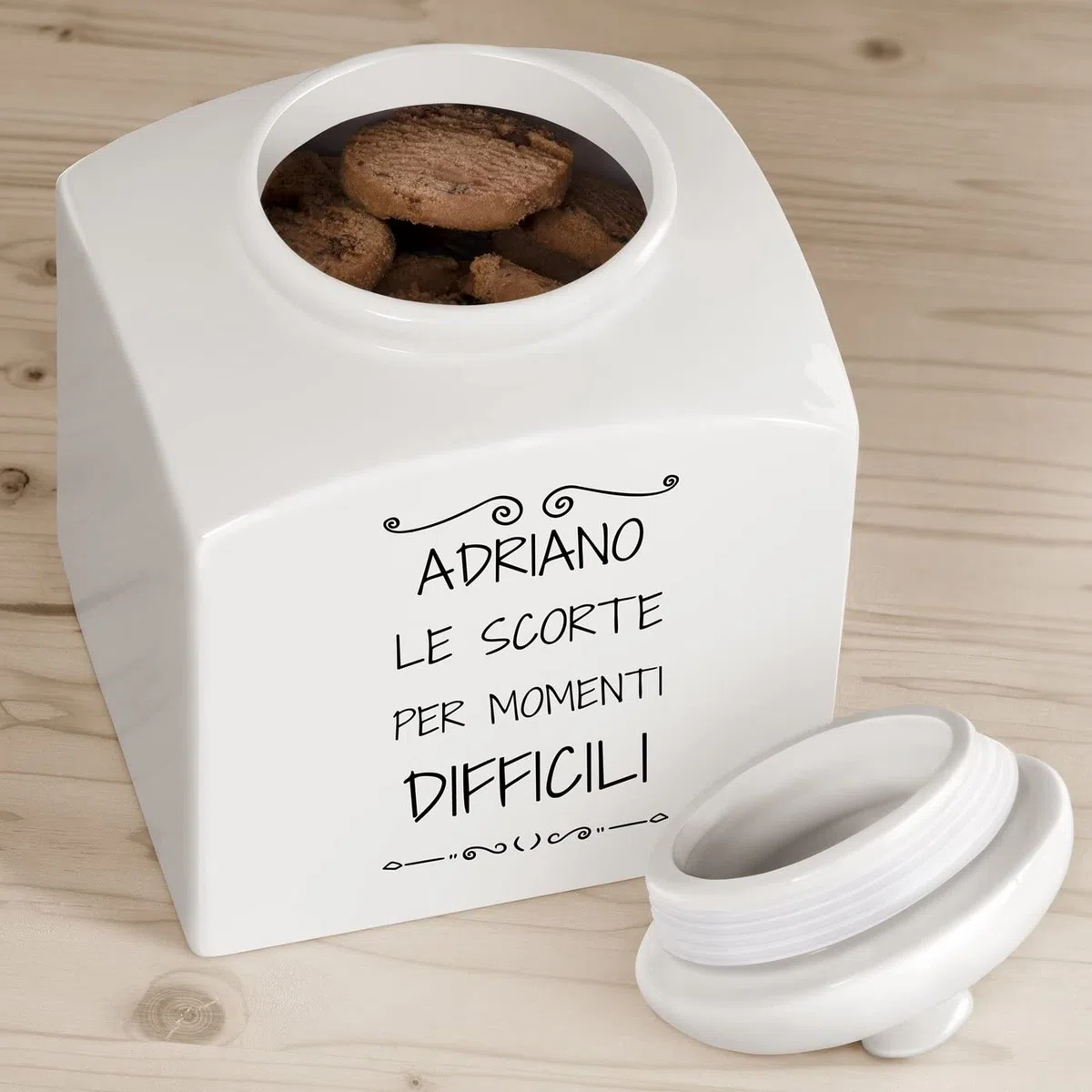 Maverton Barattolo in ceramica - stampa personalizzata - Contenitore per biscotti 3 L - organizer cucina ceramica - barattolo per merendine - pensiero originale per uomo - le scorte