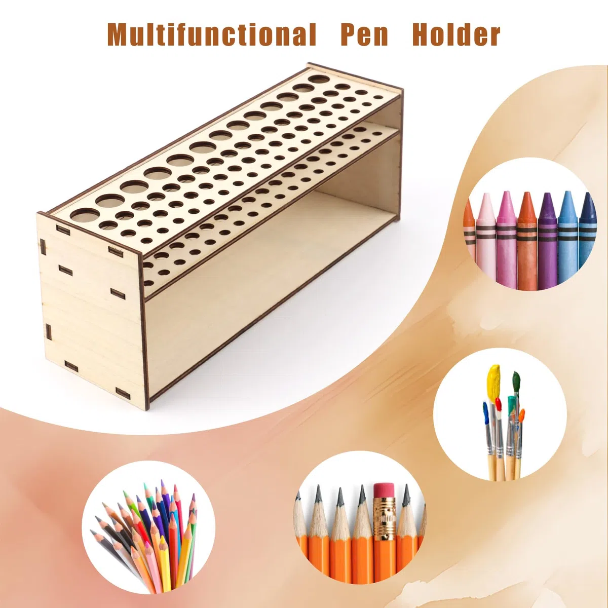 MXTIMWAN Porta Pennelli Pittura,67 Fori Portapennelli da Pittura,Supporto per pennelli in Legno Multi Foro,Supporto per pennelli per pittura in legno,Portapennelli Grande Capacità per lo Studio