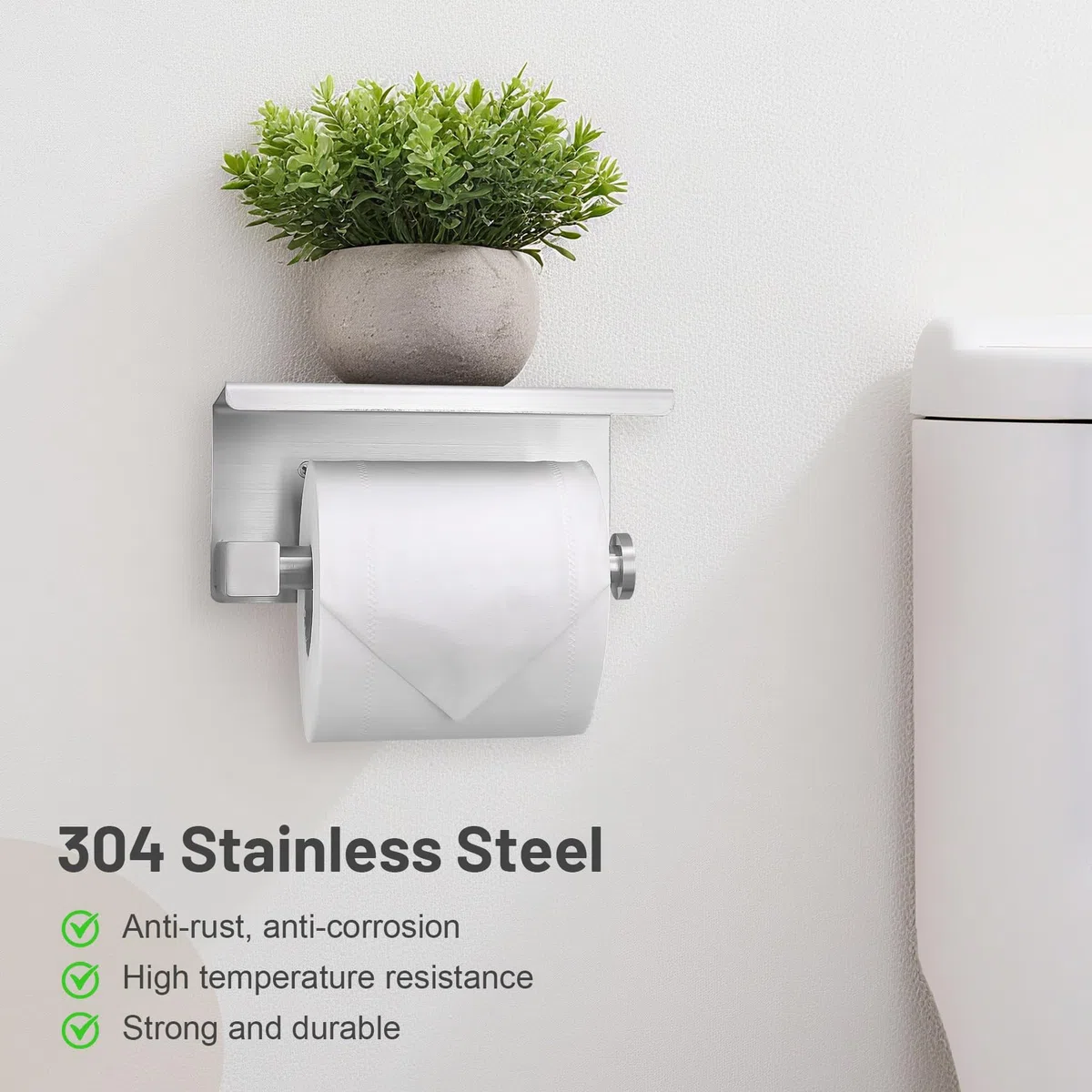 TURS Porta carta igienica con telefono, porta carta igienica per bagno, in acciaio inossidabile SUS 304, per bagno o cucina, cromato