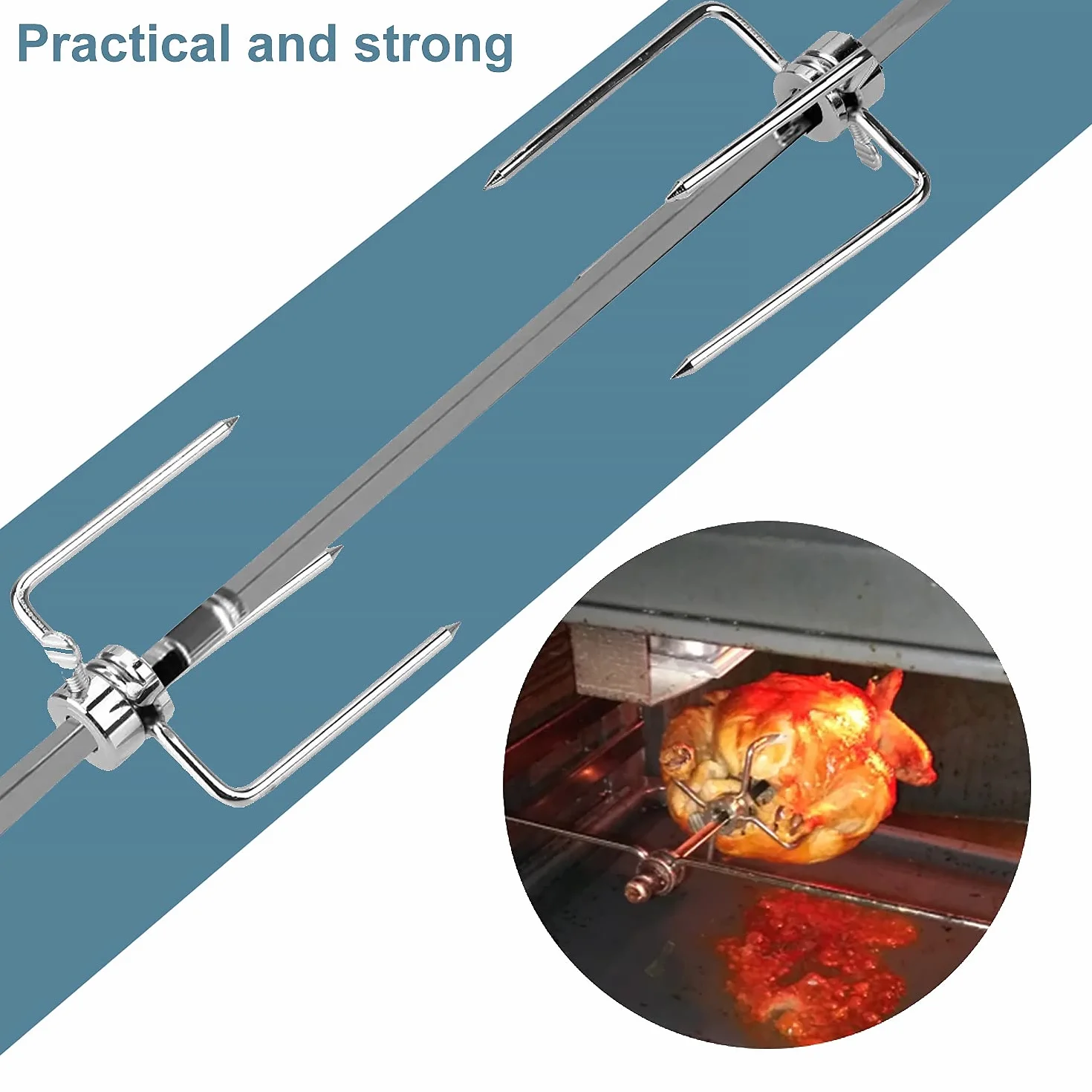 CPROSP 4PCS Forchetta di Carne per Girarrosto con Diametro 12mm con Vite di Bloccaggio con Coperchio di Protezione Rosso