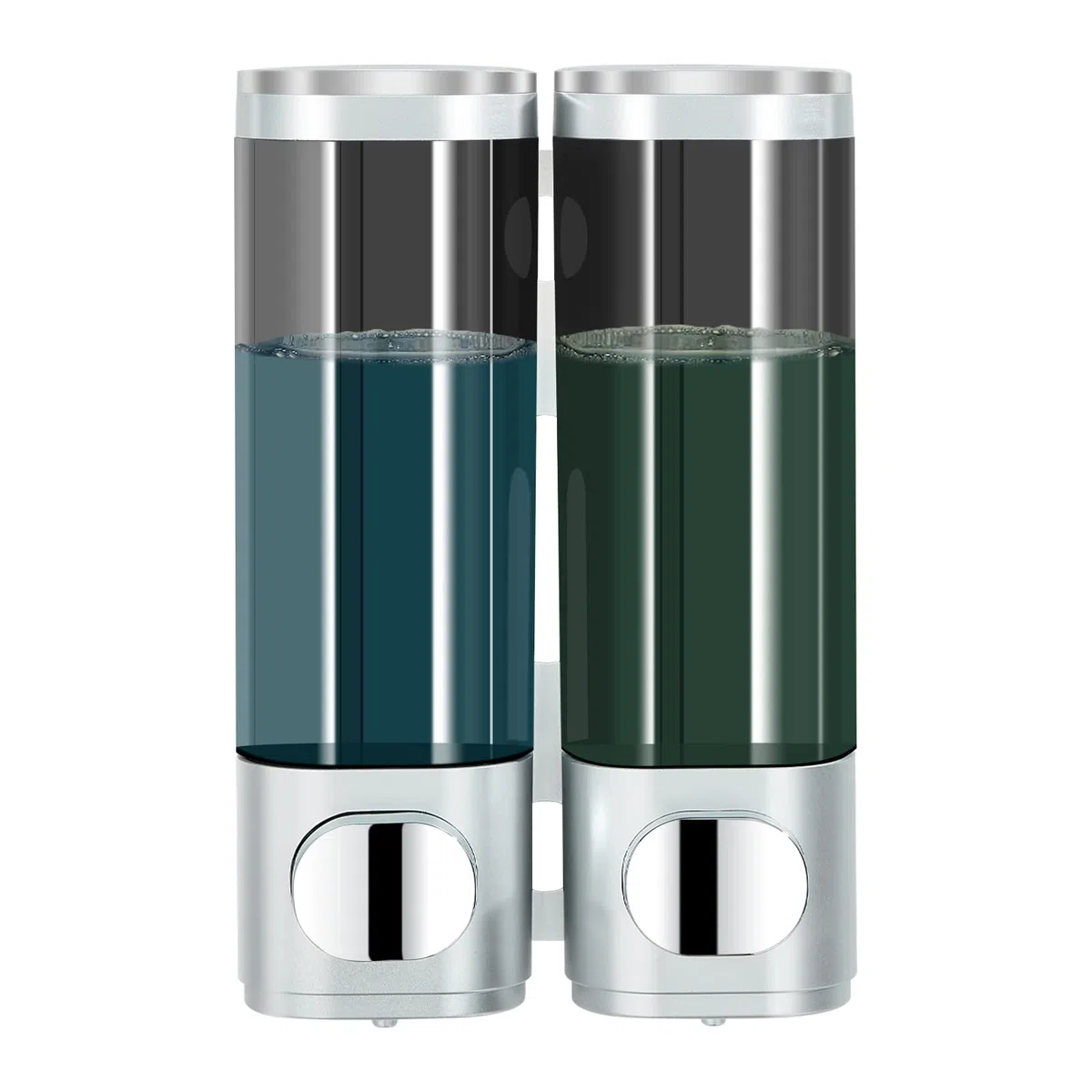 modunful Dispenser Shampoo e Bagnoschiuma 3 Camere | ABS Lucido | Erogatore a Pressione Controllata | Senza Trapano | Resistente per Casa e Appartamento