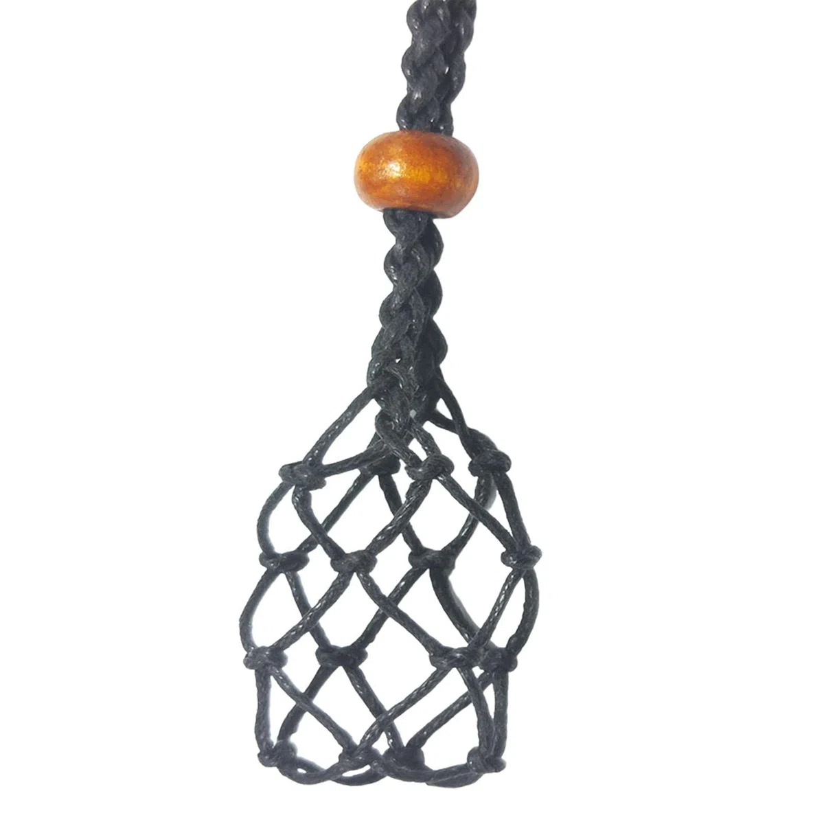 Porta collana di | Supporto per collane con gabbia di regolabile | Cordone per collana in pietra grezza al quarzo | Portapietra vuoto con rete per cristalli di corda pendente