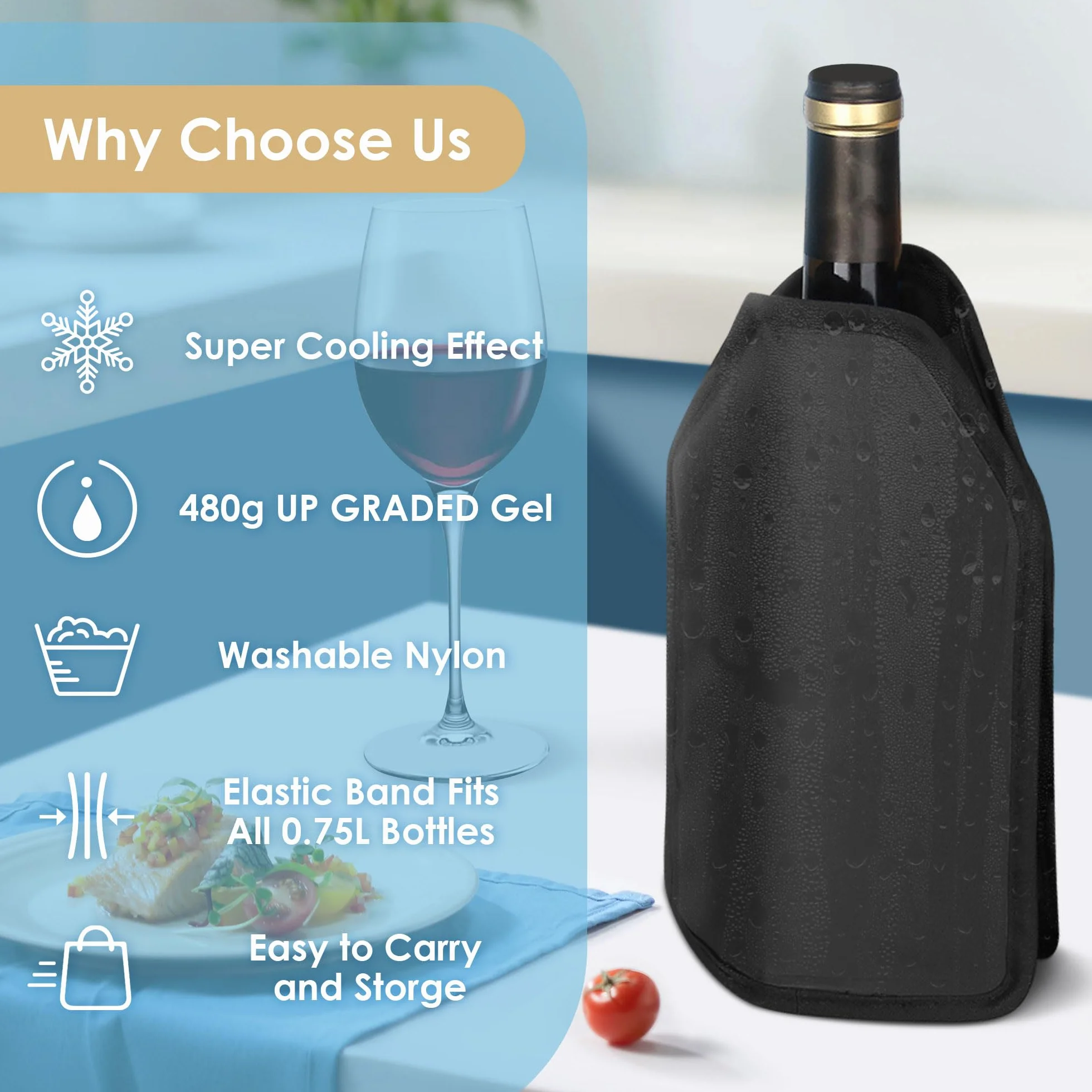 Gimars 2 Borsa Raffredda per Bottiglie Spumante Champagne Vino,Sacco Termico Refrigeratore per Vini,Fascia Raffreda Bottiglie Elastica,Manicotto Refrigerante per Bevande Birra Vino Viaggio Feste