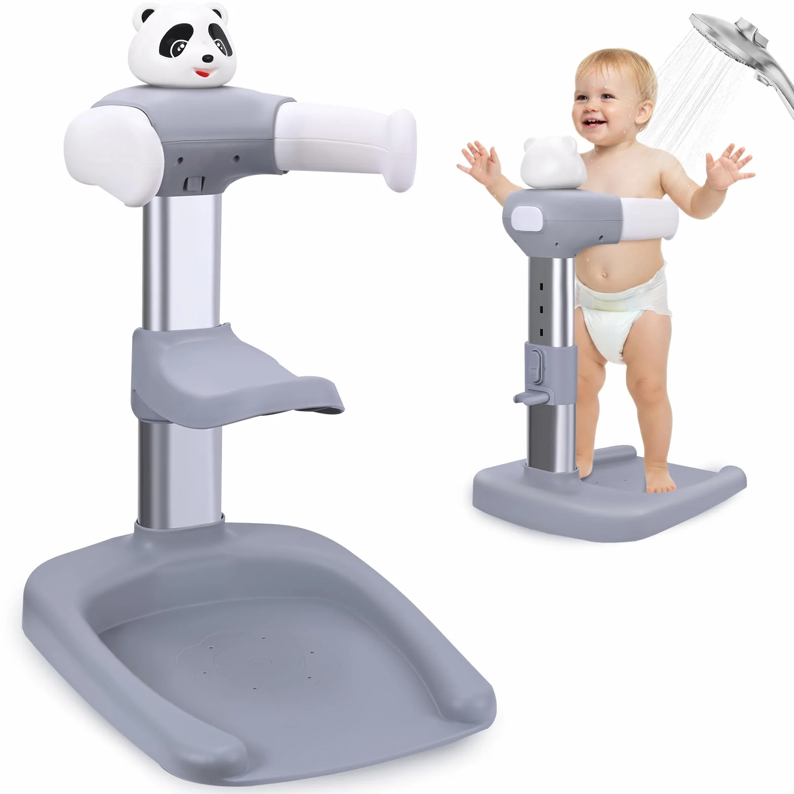 Supporto Doccia Bambini In Piedi, torre da bagno regolabile per bambini per alzarsi in piedi per alzarsi in piedi,Maniglia di Sicurezza per Bambini da 8 a 36 Mesi,per neonati e bambino