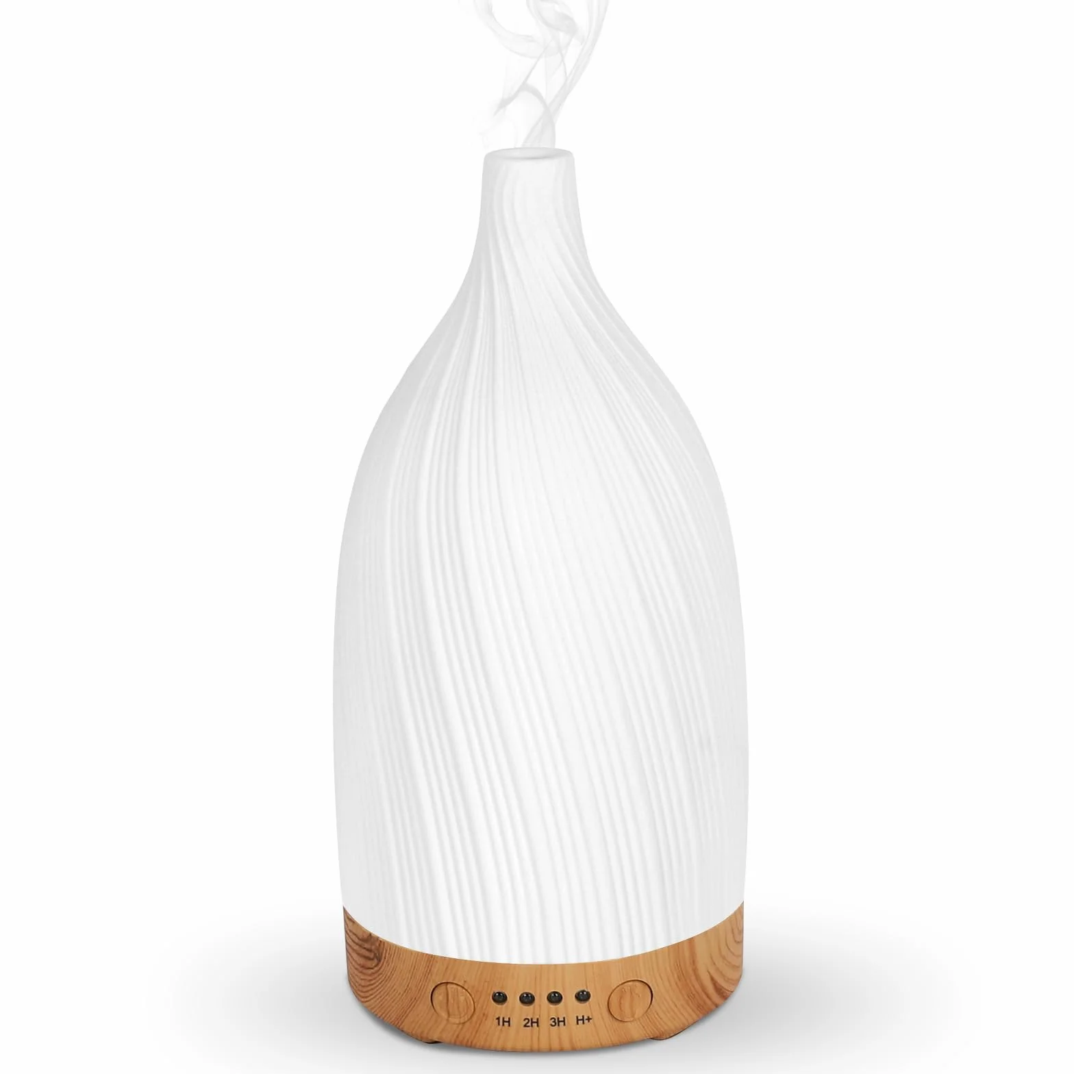 Diffusore di Oli Essenziali, GuKKK Diffusore di Aromi in Ceramica 100ML, Ultrasuoni Umidificatore Diffusori Oli Profumati Nebulizzator, con 4 Timer e 7 Colori LED Luce Notturna, per Yoga Casa Ufficio