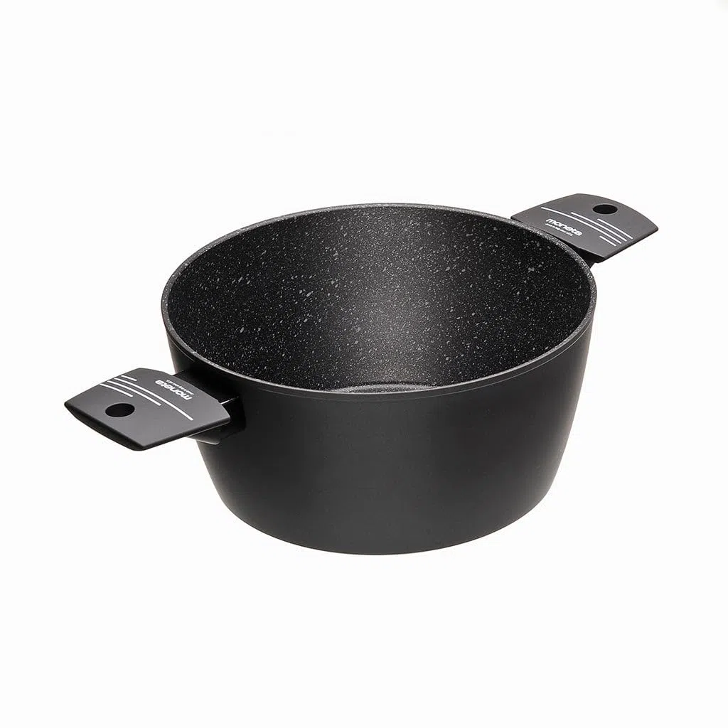 Moneta Yes! Casseruola 2 Manici, Per tutti i fuochi, inclusa l'induzione, Alluminio, Nero, 24 cm