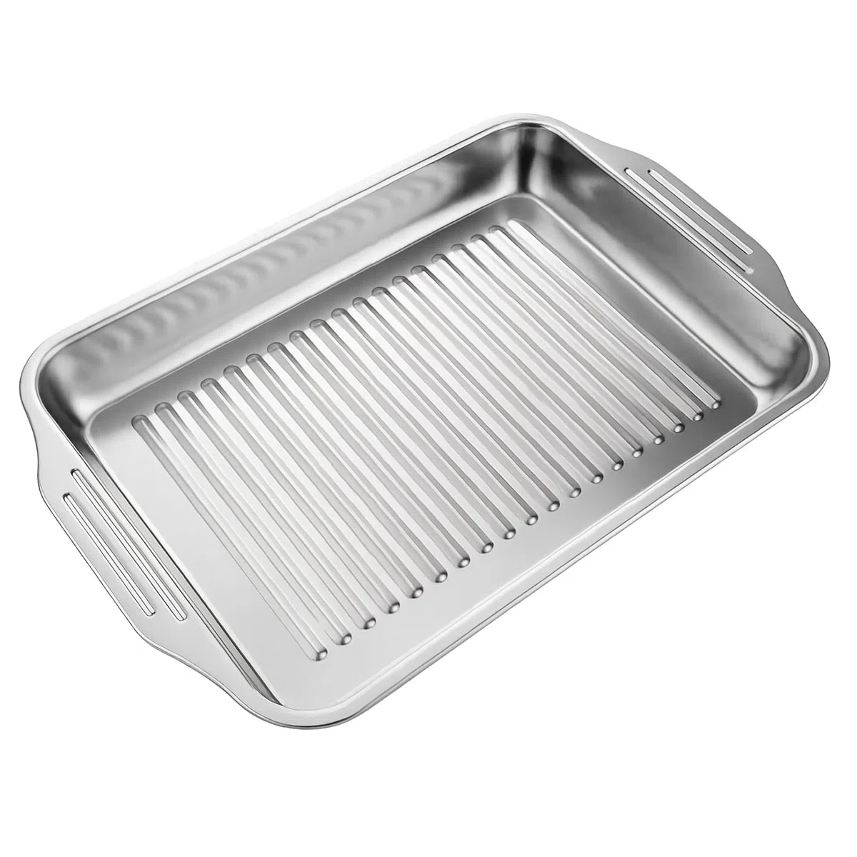 Teglia da Forno Rettangolare in Acciaio Inox 36 x 27 - Teglia Profonda per Arrosti, Lasagne e Verdure - Vassoio da Forno Universale - Grandi Stampi Rettangolari per Cuocere