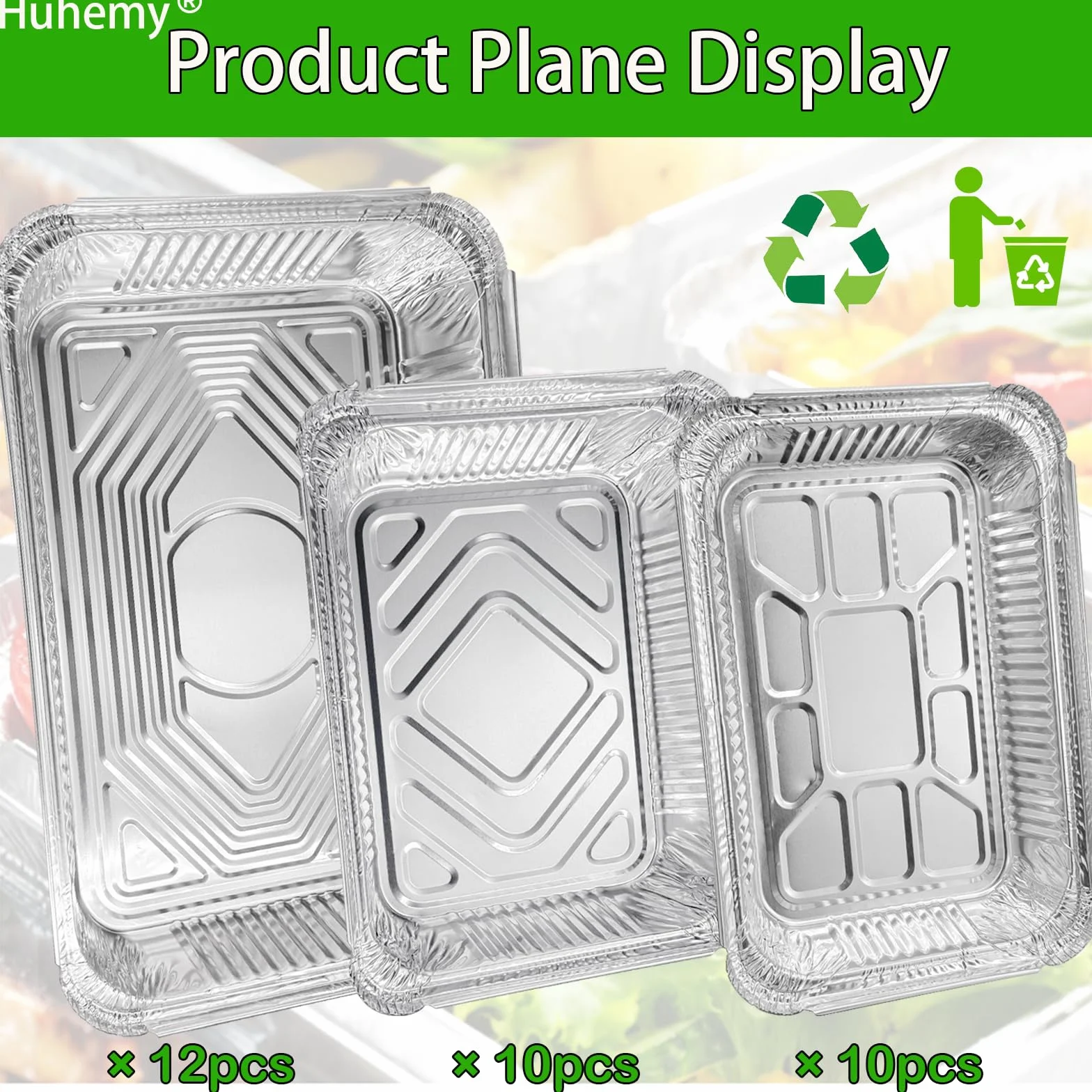 32 pezzi Vaschette Alluminio,Teglie Alluminio Usa e Getta da 2200ml/1100ml/700ml,Vaschette Alluminio con Coperchio,Per grigliare in alluminio per cucinare, arrostire, cuocere.
