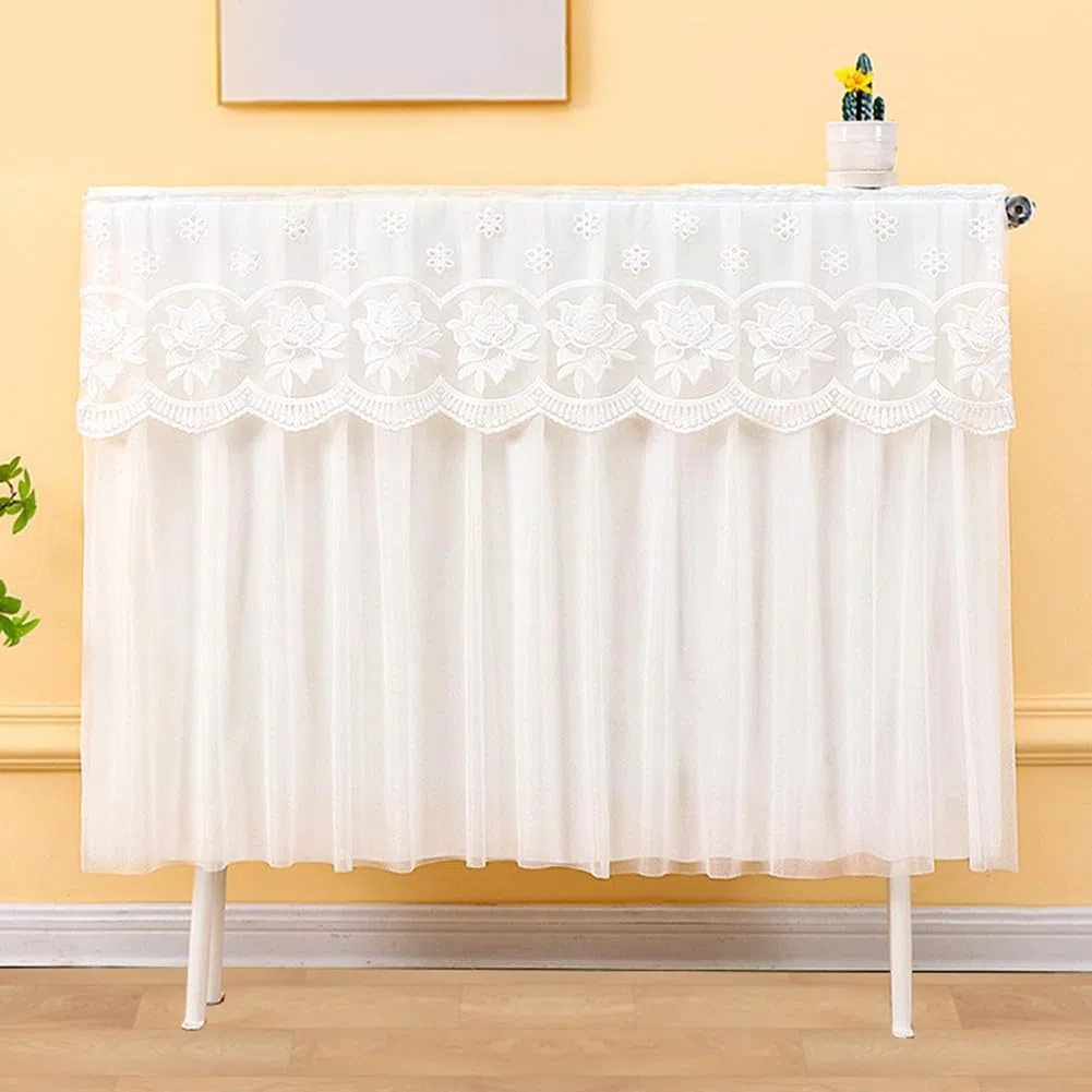 Copertura antipolvere per radiatore, elegante copertura antipolvere per radiatore in pizzo, copertura antipolvere per piastra riscaldante, traspirante, tessuto bianco (60cm)