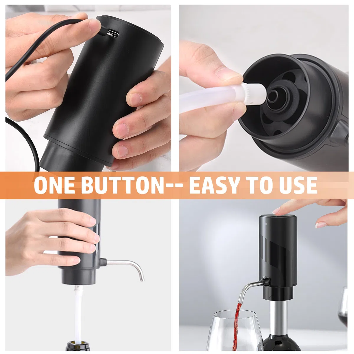 Aeratore e versatore elettrico per vino, Decanter per vino automatici intelligenti, Distributore di vino ricaricabile con cavo USB, I migliori regali per il vino