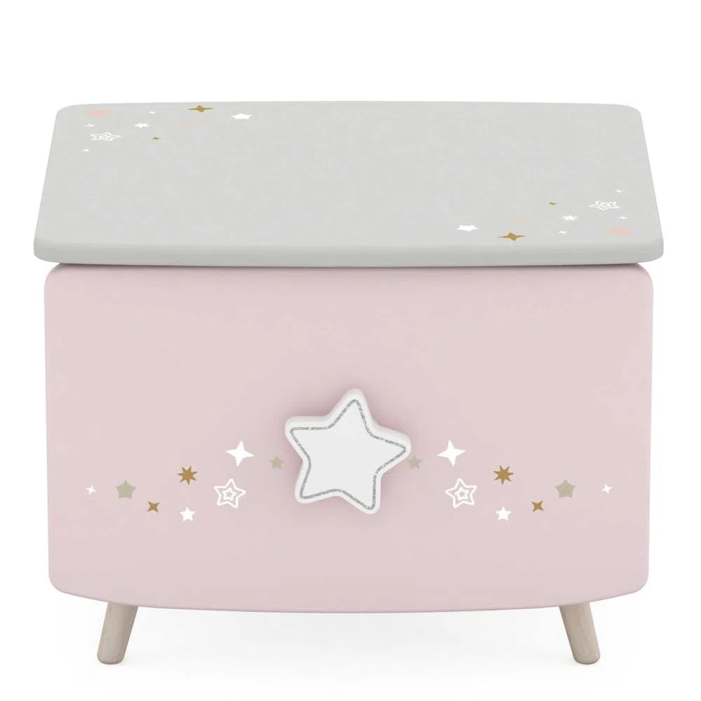 Befara Comodino per Bambini Rosa Grigio Cosmos, Bianco Opaco/Grigio/Rosa, Comodino per Bambini Rosa Grigio