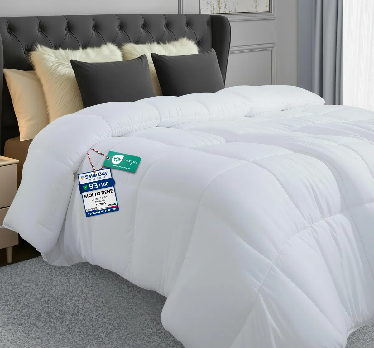 Utopia Bedding Piumino 220 x 230 cm, Piumone Leggero per Letto Matrimoniale, Trapunta in Microfibra per Tutte le Stagioni, 100% Imbottitura in Fibra Cava (Bianco)