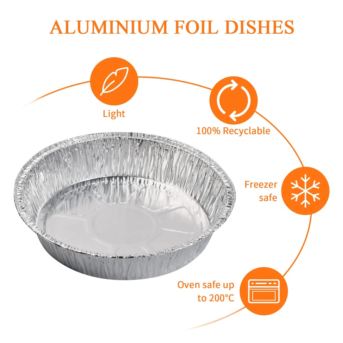 20 Teglie Rotonde in Alluminio 8 Pollici - Vaschette Usa e Getta per Cuocere Torte - Padelle per Forno - Pentole Rotonde