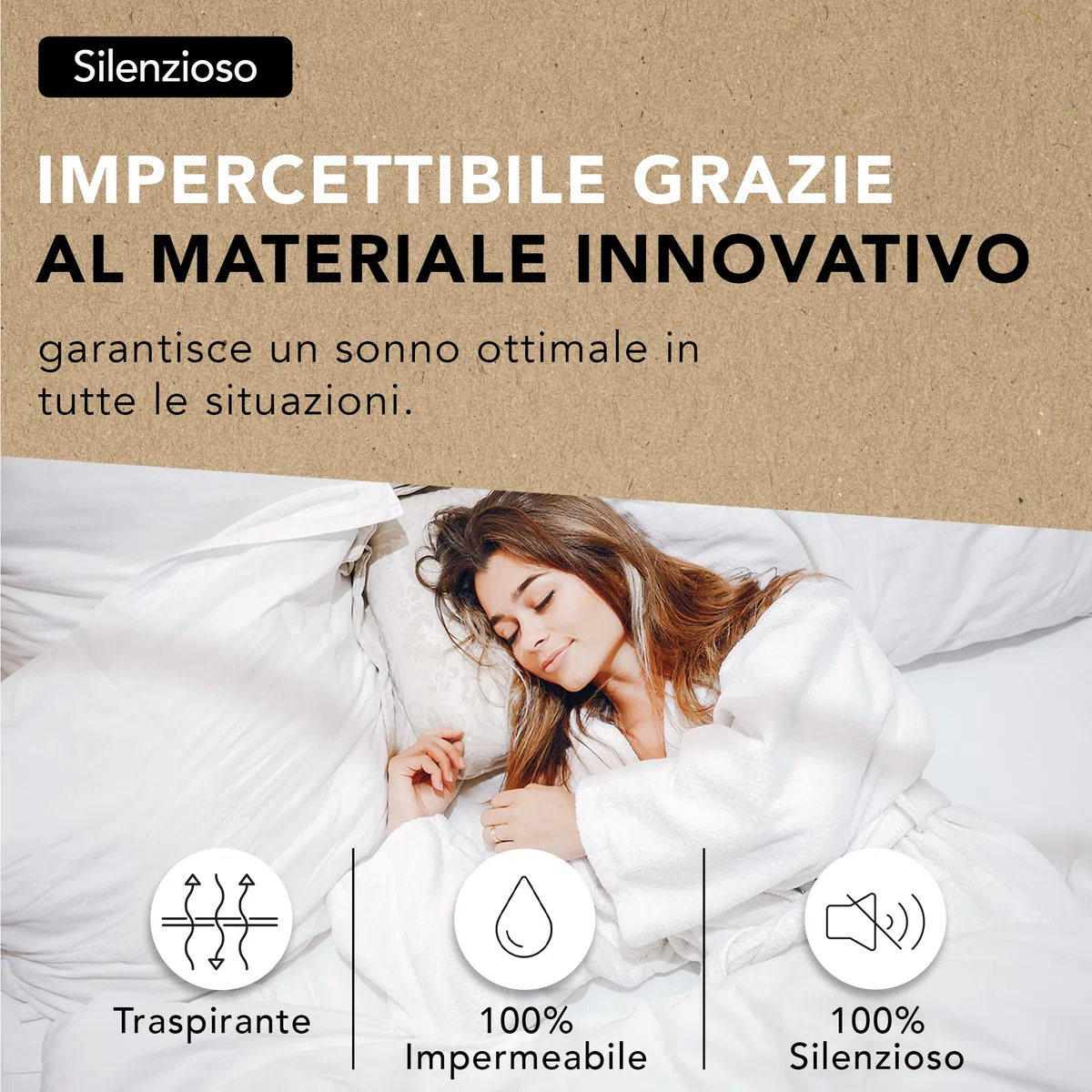 Coprimaterasso Matrimoniale Extra Large 200x200cm | Impermeabile e Silenzioso | Forma Telo con Fascia 40 cm | Cotone Assorbente e Anallergico | Trattamento Antiacaro | OEKO-TEX | Ôhm