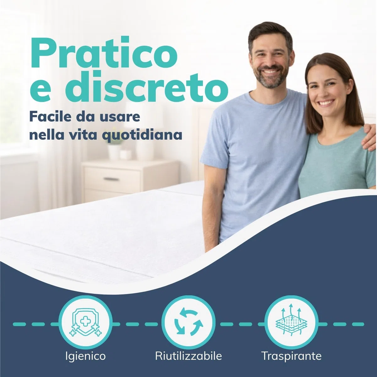 Traversa Letto Anziani Lavabile 110x220 cm Traversine Bambini Impermeabili Matrimoniali Ideali Anche per Animali Domestici, Salvapipì per Materasso, Telo Impermeabile Letto Oeko-Tex 100% Made in Italy