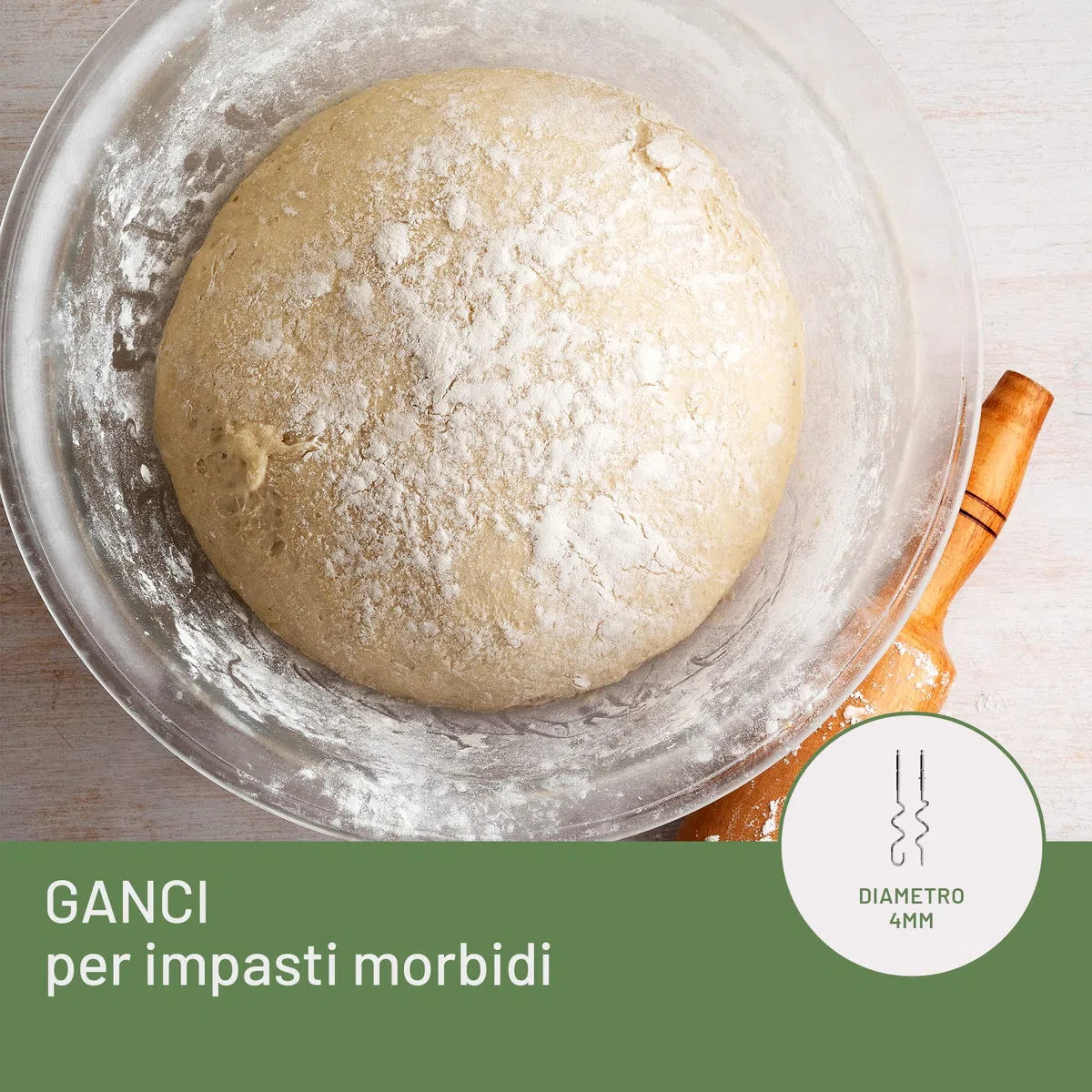 Imetec Crea&Crema sbattitore elettrico, Fruste extralunghe per impasti dolci e panna montata, Ganci acciaio inox per impastare, 5 velocità, Funzione turbo, Design ergonomico, 500 w