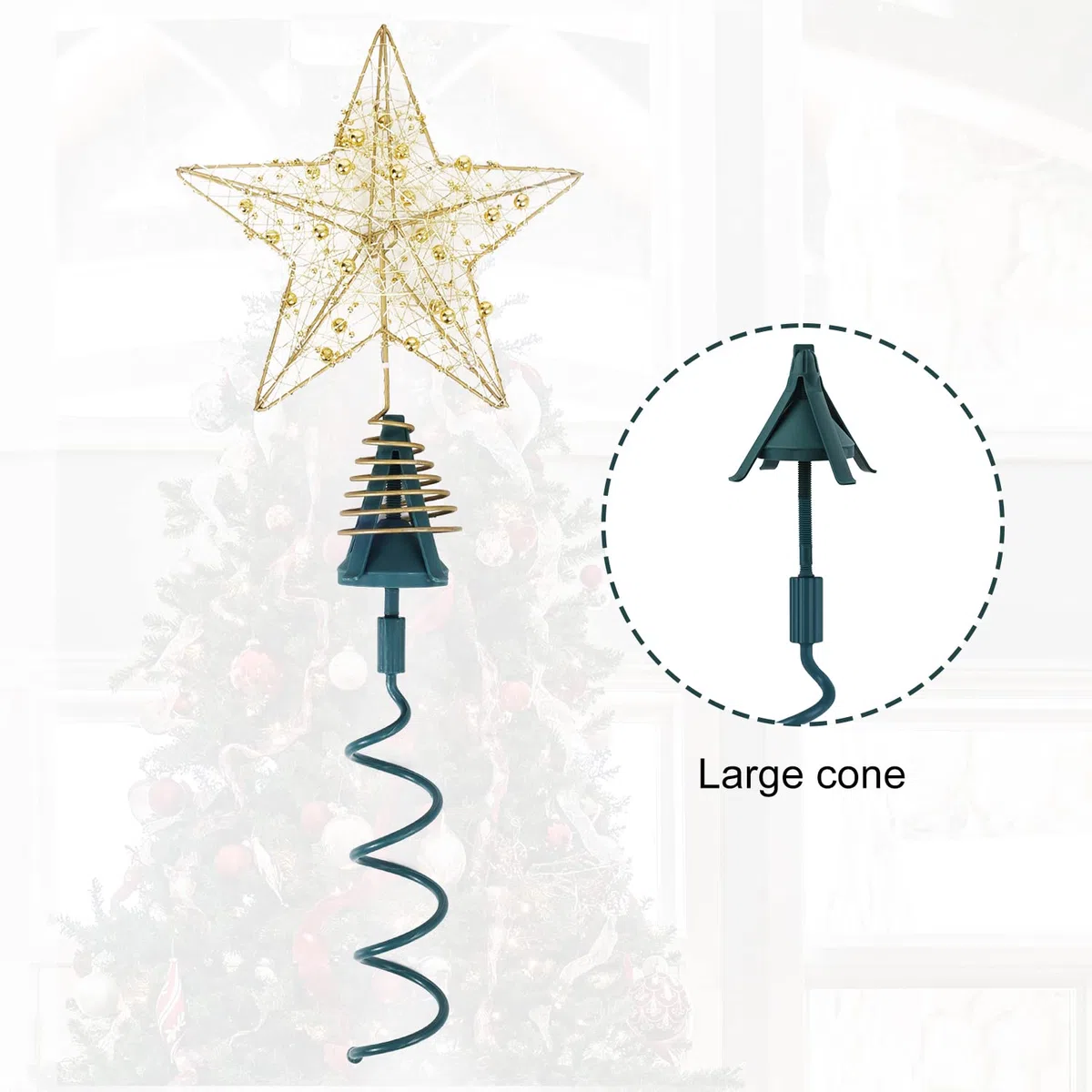 Supporto Universale Girevole per Topper Albero di Natale - Attacco Regolabile per Stabilizzare e Sostenere Decorazioni per Cime d'Albero - Adatto a Tutti i Tipi di Cime