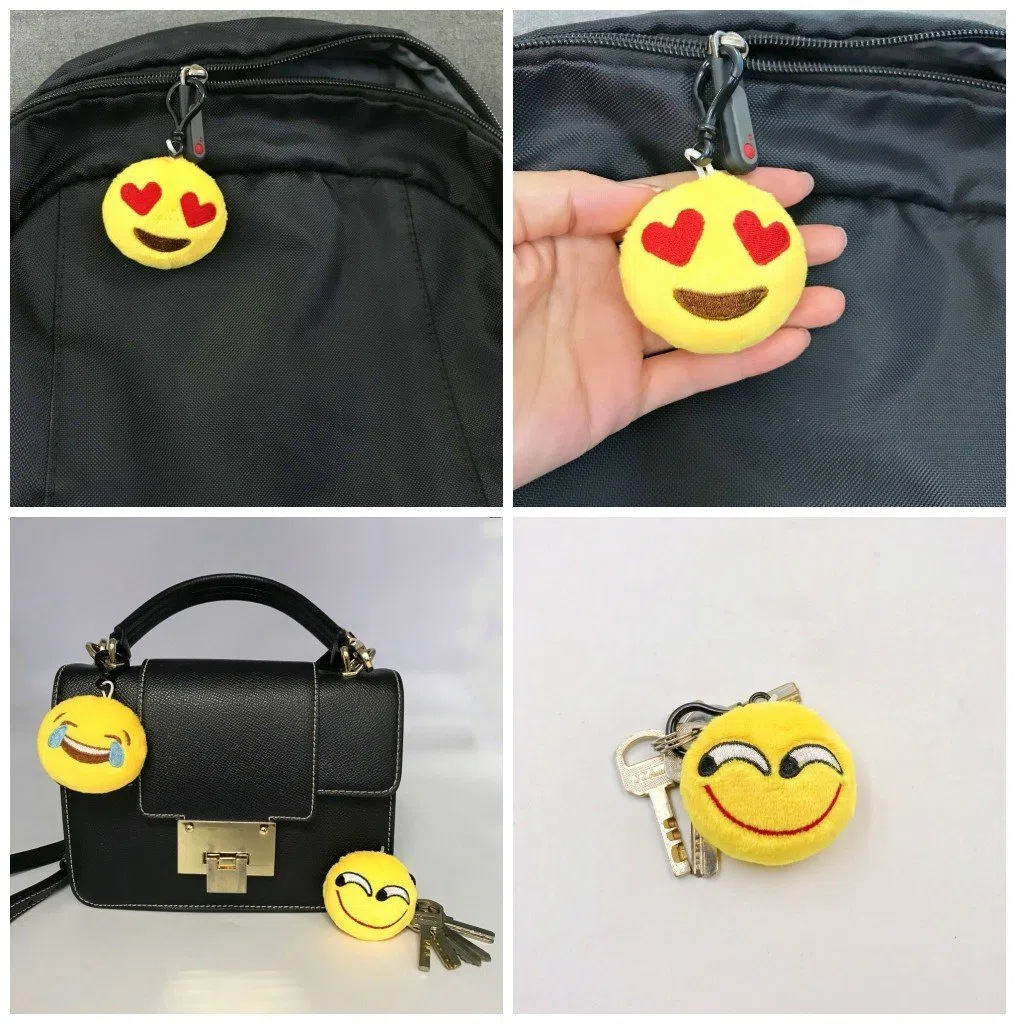 JZK 38 x Mini peluche emoticon portachiavi 5cm giallo piccolo faccina sorridente porta chiavi zaino per bambini adulti festa di compleanno bomboniere regalo ringraziamenti omaggi ricordino pensiero