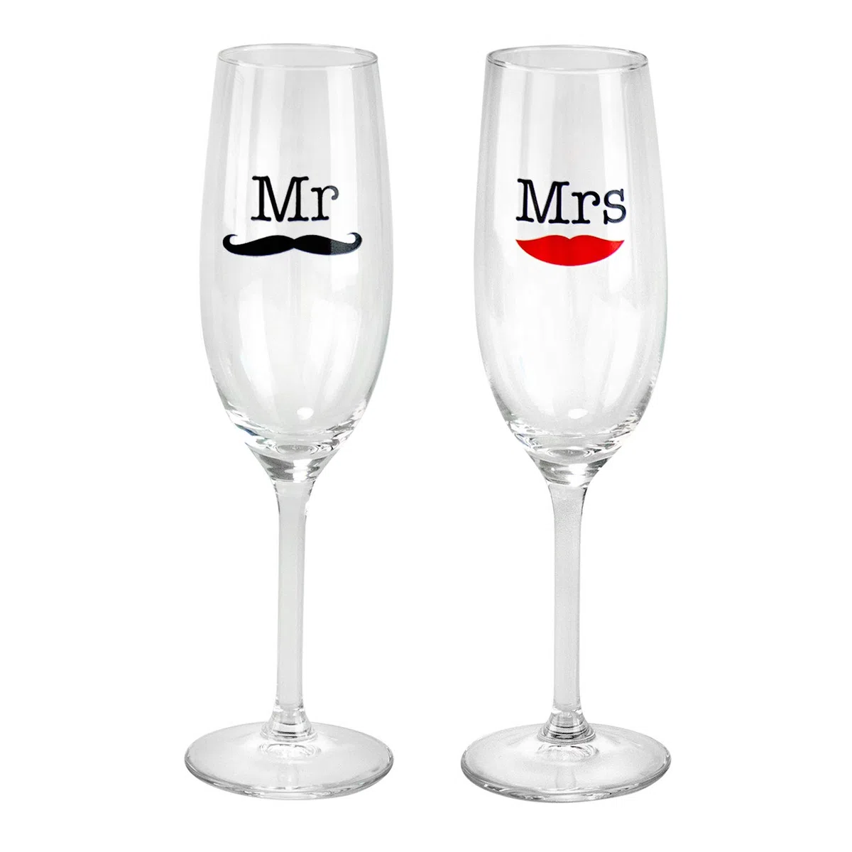 Geschenke 24 Bicchieri Prosecco per Matrimonio I Set da 2 Calici Mr Mrs I Calici Personalizzati Matrimonio con Disegno Bacio e Baffi I Flûte Vetro Regalo Matrimonio I Decorazione Tavola