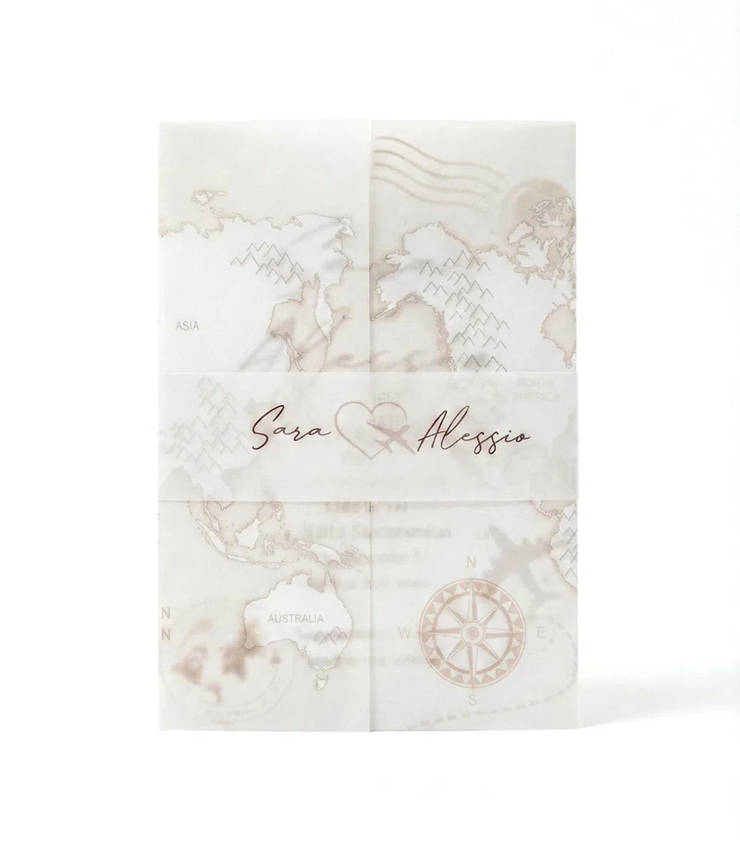 Partecipazioni matrimonio personalizzate vellum - inviti nozze con carta traslucida viaggio 10 pezzi