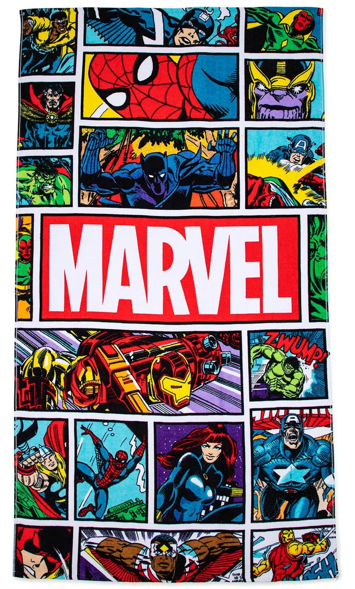 Jay Franco Marvel Comics Fumetto d'Epoca 86cm x 162cm Grande Asciugamano da Spiaggia in 100% Cotone/Telo Mare