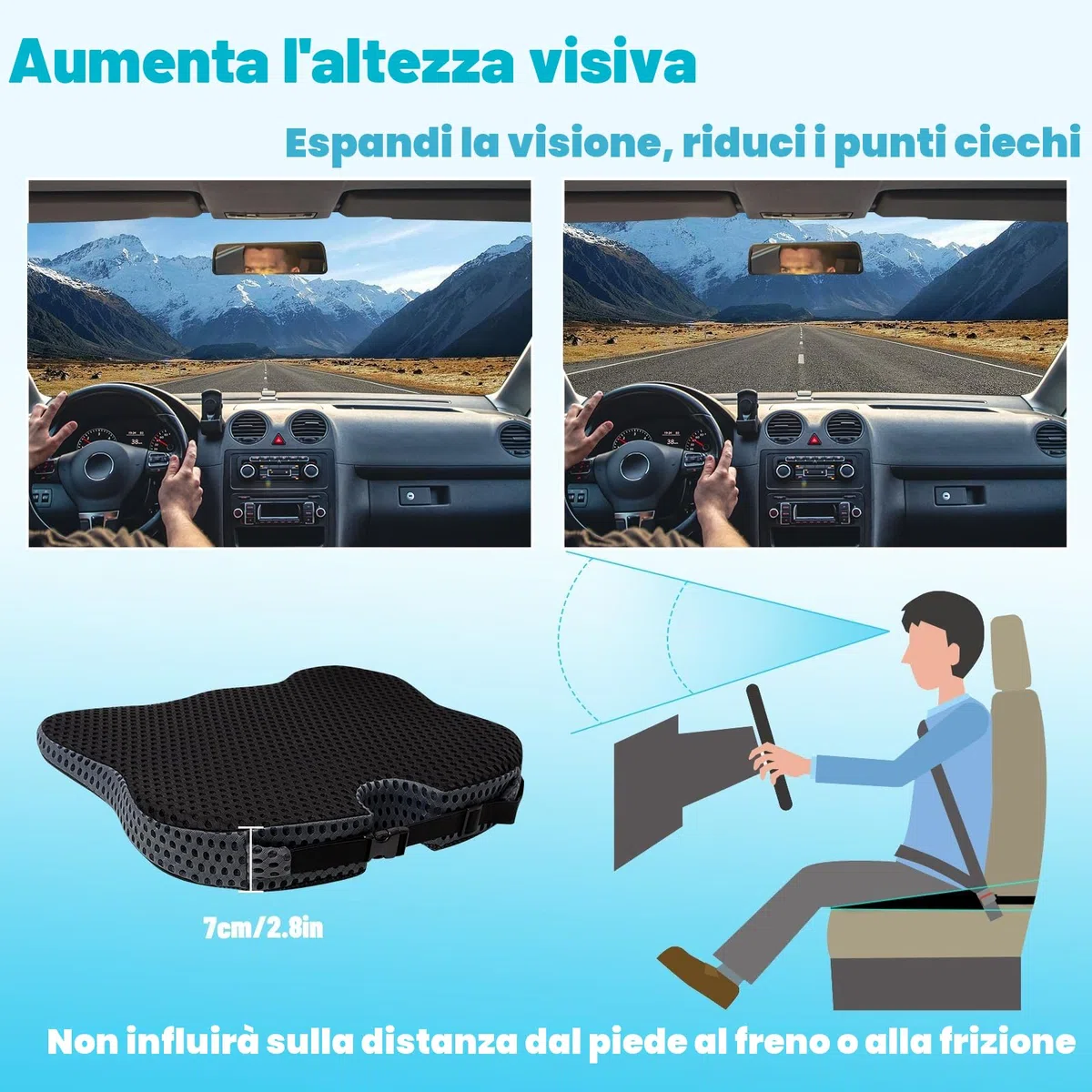 Cuscino per Sedia Auto, Cuscino a Cuneo Cuscino per Sedile in Memory Foam per Auto Cuscino Per Auto Per Sedile Del Conducente Auto Sedia Da Ufficio Sedie A Rotelle