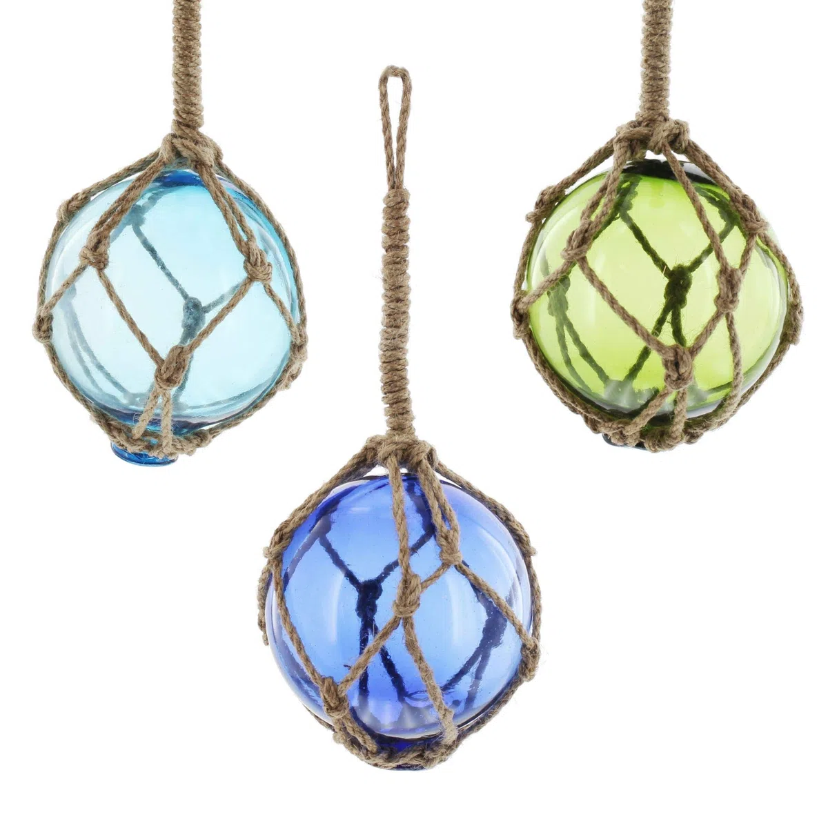 FRANK FLECHTWAREN Set di 3 palline di vetro decorative marittime