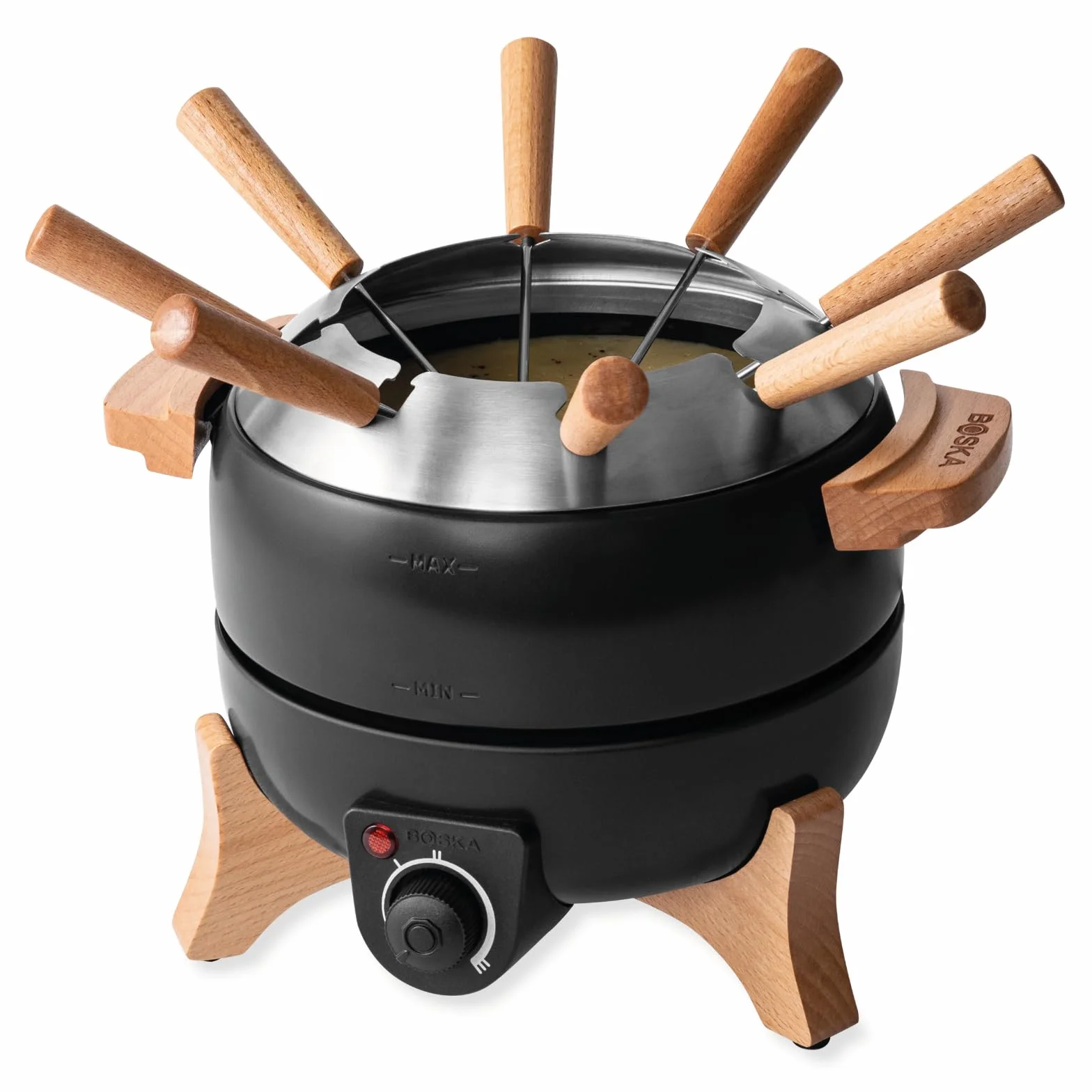 Boska Servizio per fonduta elettrica per partito – fonduta elettrica – per fonduta di formaggio, fonduta al cioccolato, Hotpot, fonduta cinese, fonduta elettrica – controllo della temperatura – 2,3 l