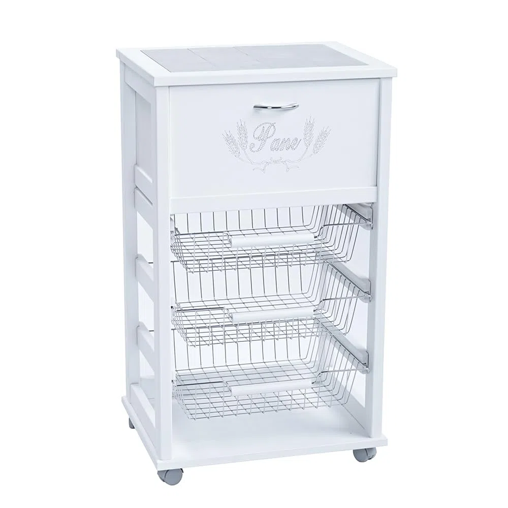 LIBEROSHOPPING.eu - LA TUA CASA IN UN CLICK Carrello Cucina portafrutta portapane con Ruote (Laccato Bianco)