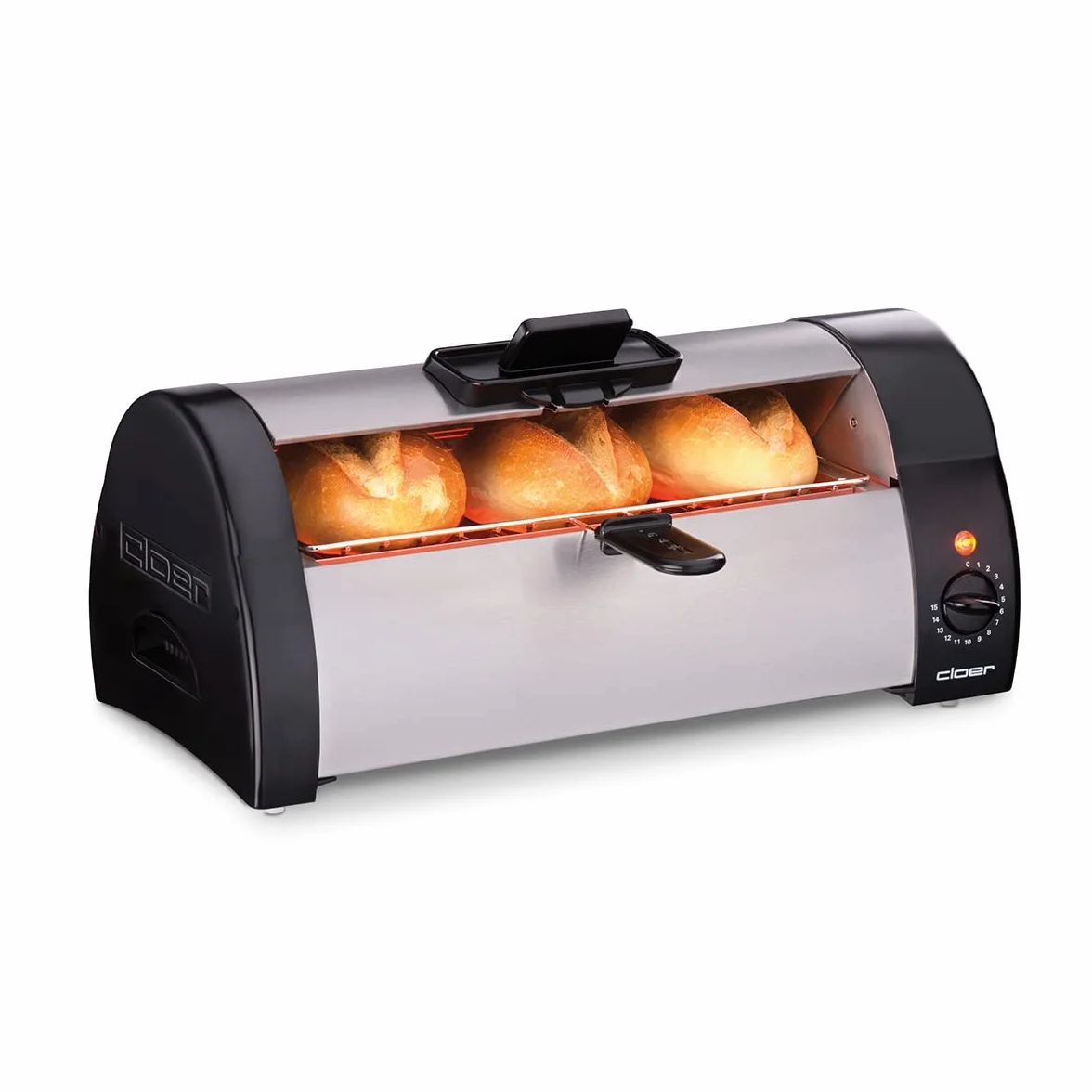 Cloer 3080 Fornetto da Cottura/Riscaldamento di Panini, Focacce o Pasticcini, 570 W, timer con allarme, acciaio inossidabile