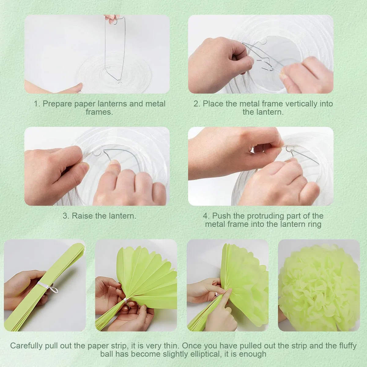 Set di 23 lanterne di carta, verde salvia e oro, lanterne rotonde di carta per sposa, decorazioni di nozze, feste di compleanno, giardino, verde salvia