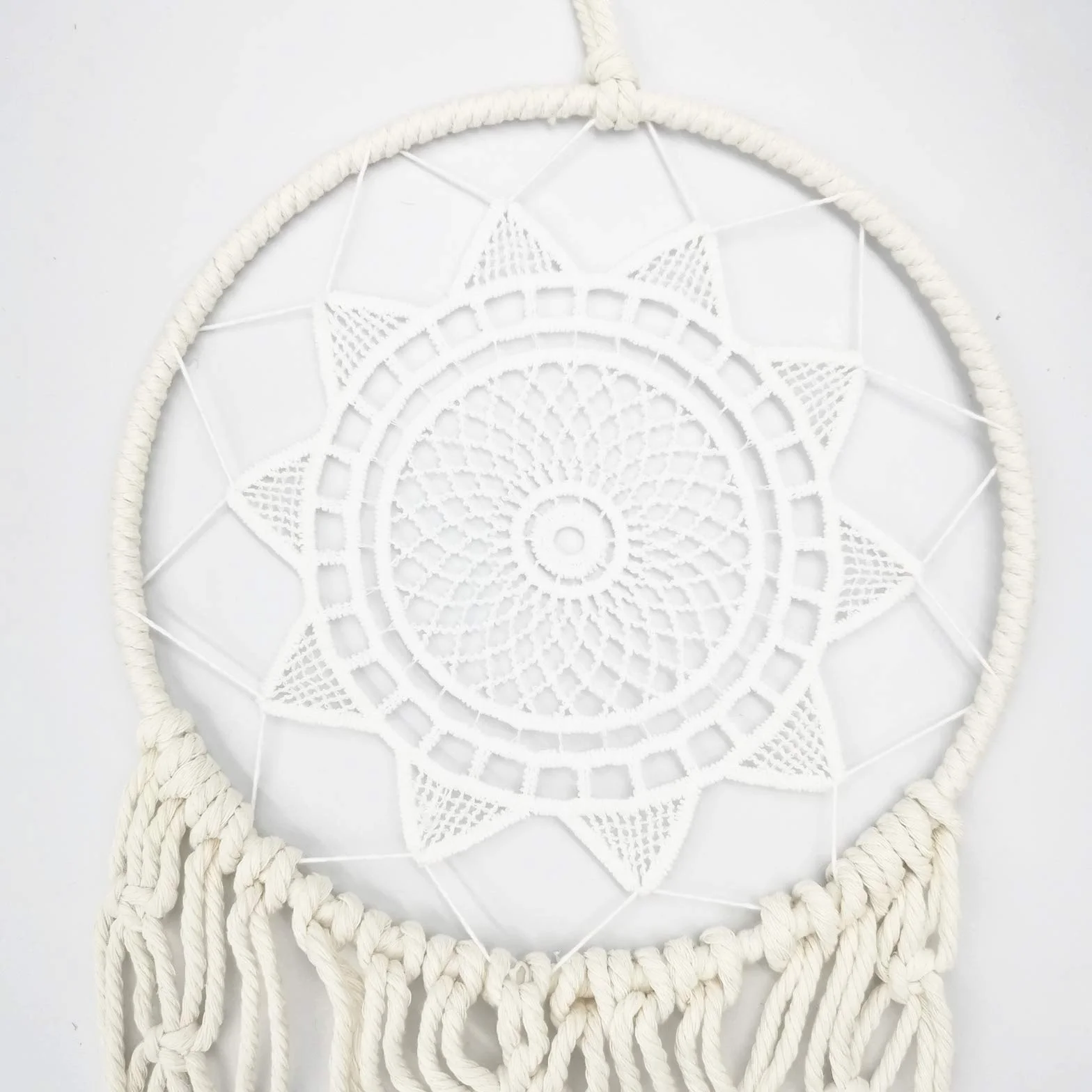 3 Pezzi Macramé Boho Acchiappasogni Decorazione della Parete Sole e Luna e Stella Arazzo Intrecciato Bohemian Chic Wall Art Decor per Casa Regalo Ragazza