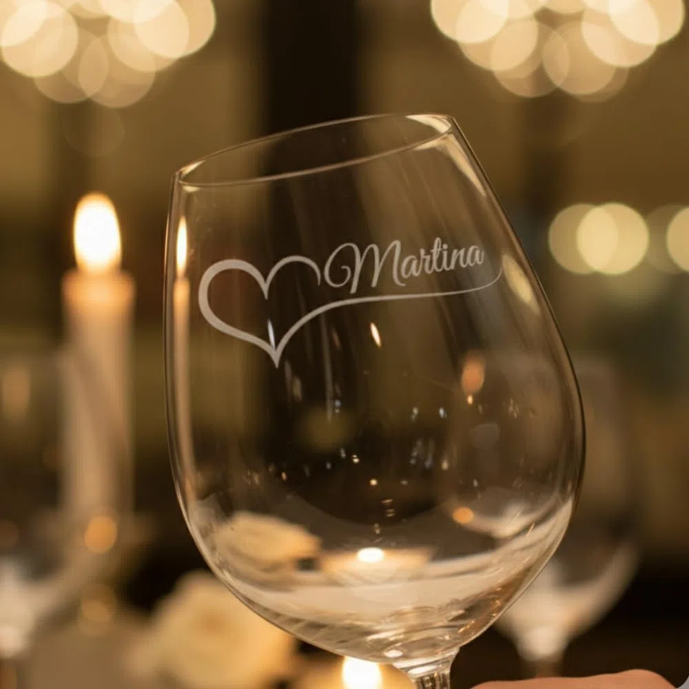 Calici da vino Personalizzati con Nomi – Set Coppia Lui & Lei – Idea Regalo San Valentino, Anniversario o Matrimonio – Bicchieri da Vino Incisi al Laser Made in Italy – Eleganti e Personalizzabili