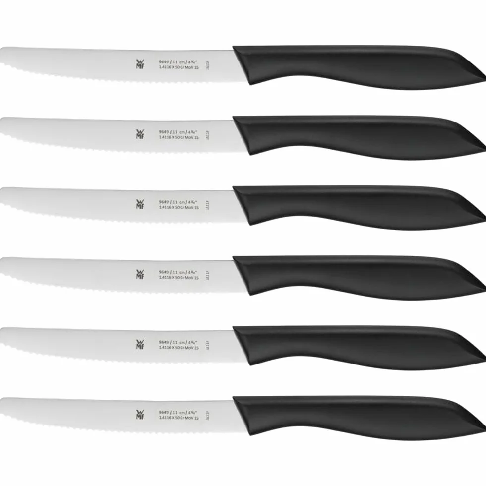 WMF Coltelli da Colazione, set da 6 pezzi, Lama in Acciaio Inox, 23 cm, Nero,1896499990