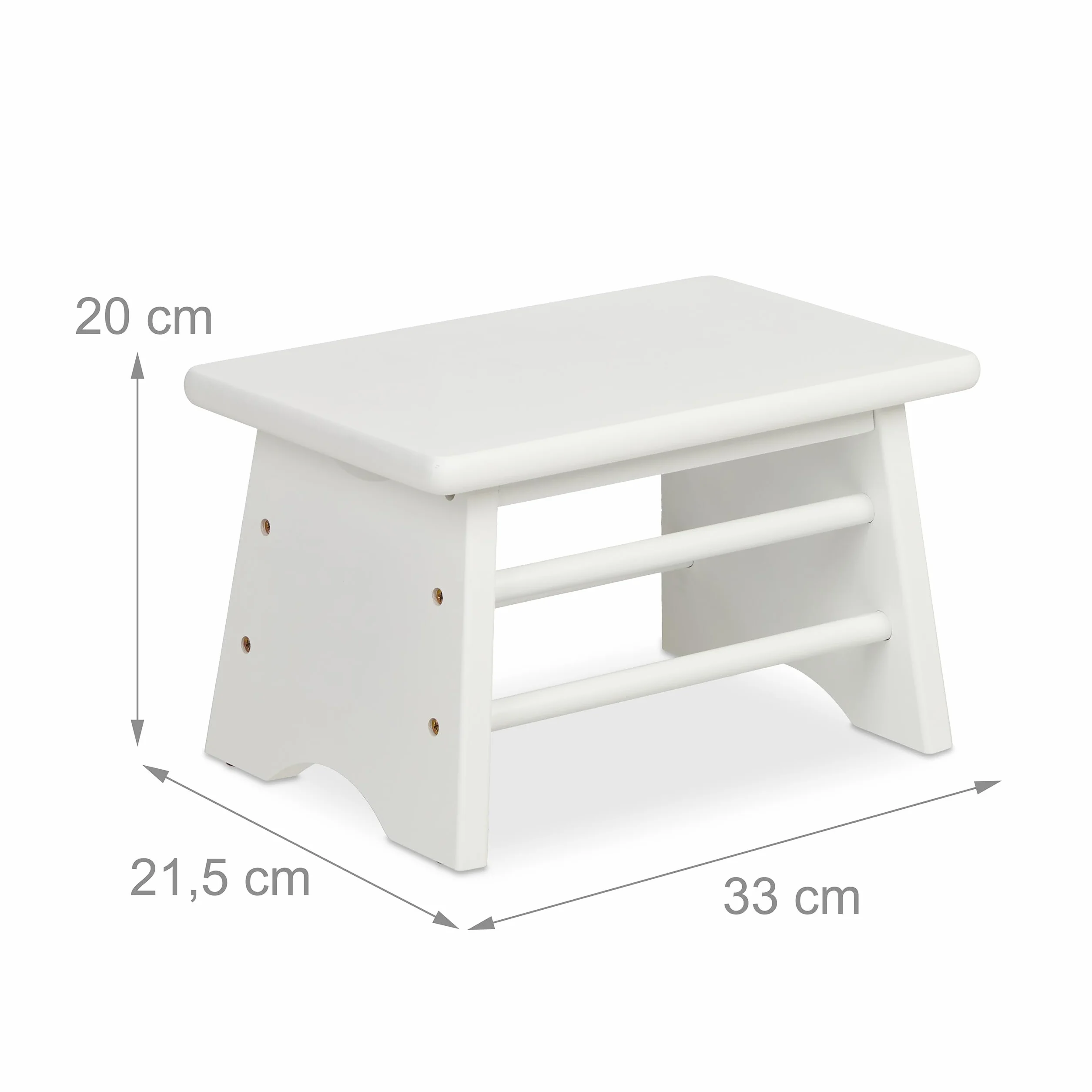 Relaxdays Sgabello Poggiapiedi in bambù, Fino a 100 kg, Appoggia Piedi, Rialzo Bagno per Bambini, 20x33x21,5 cm, Bianco